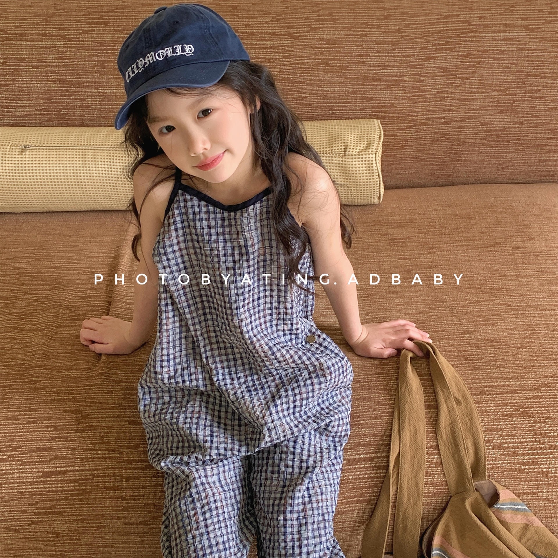 三色夏季吊帶七分連身褲