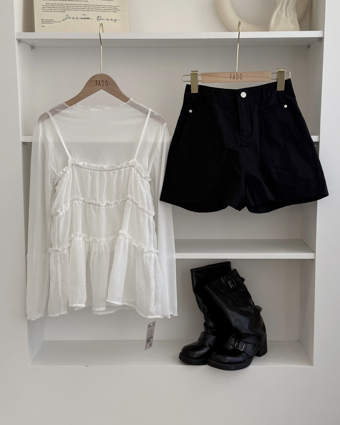 法朵Fado shop｜透膚細閃荷葉背心set 9365002 三色