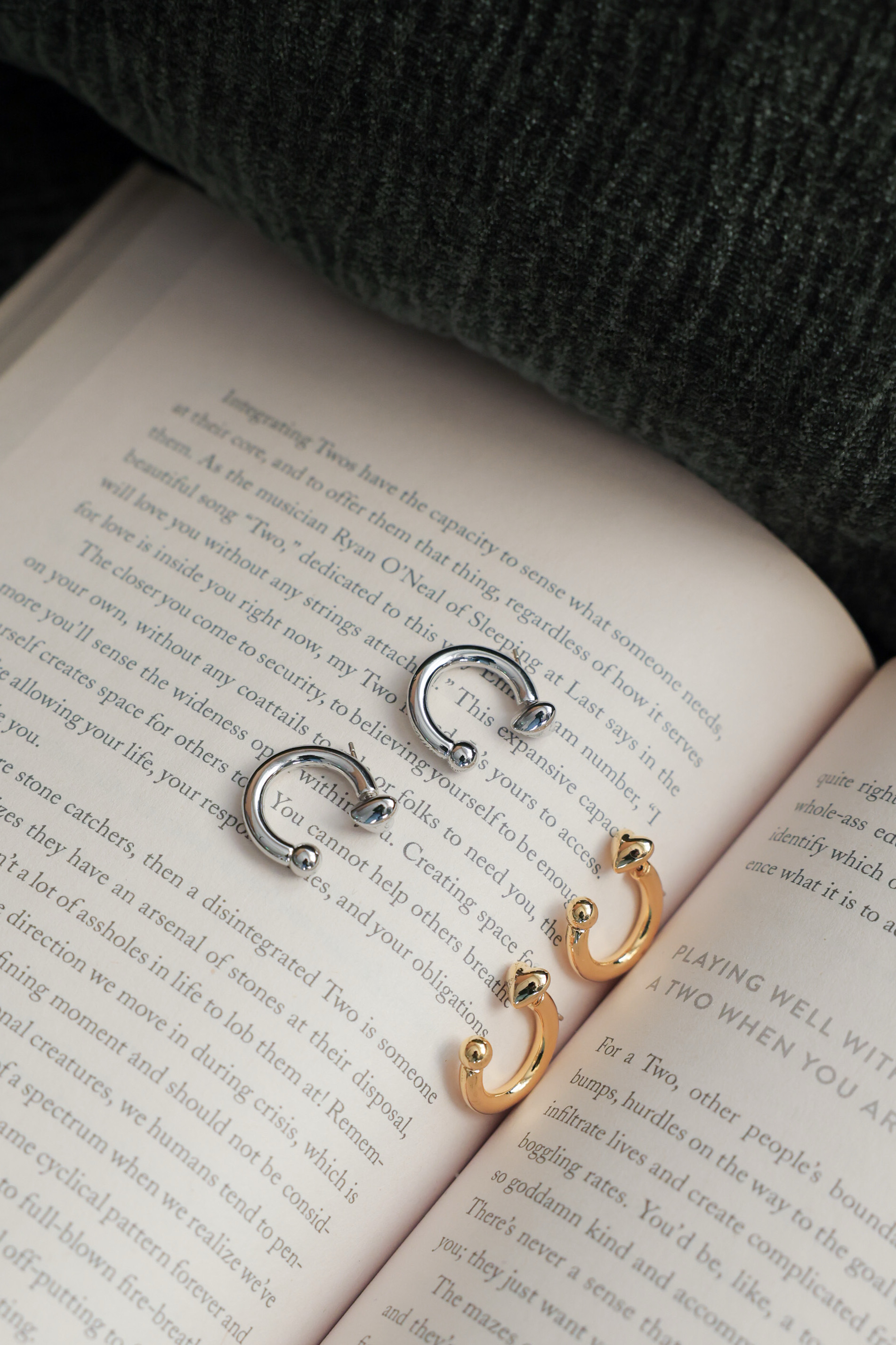 愛心耳針C字耳環 HA88 #兩種戴法