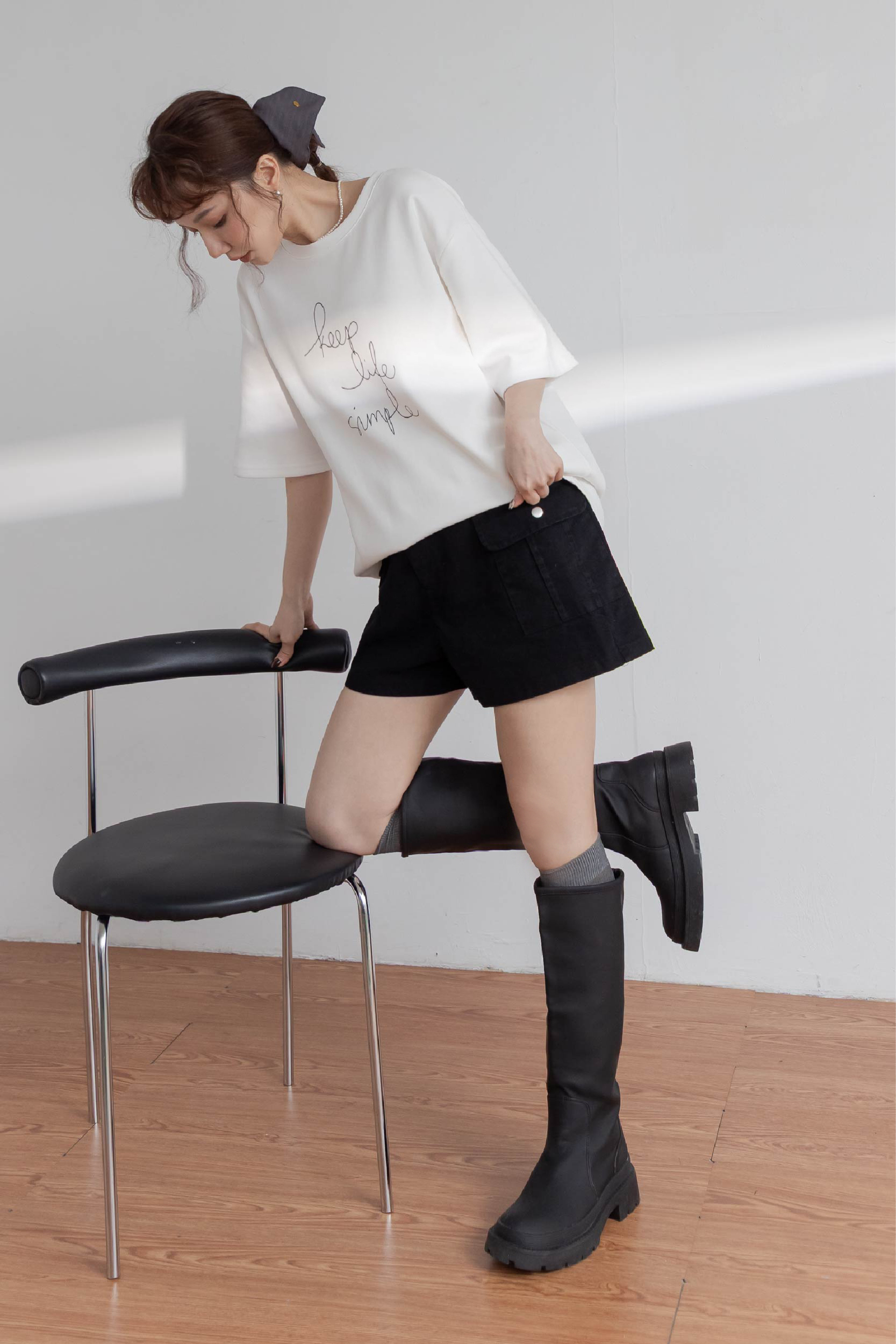 高腰大口袋短褲