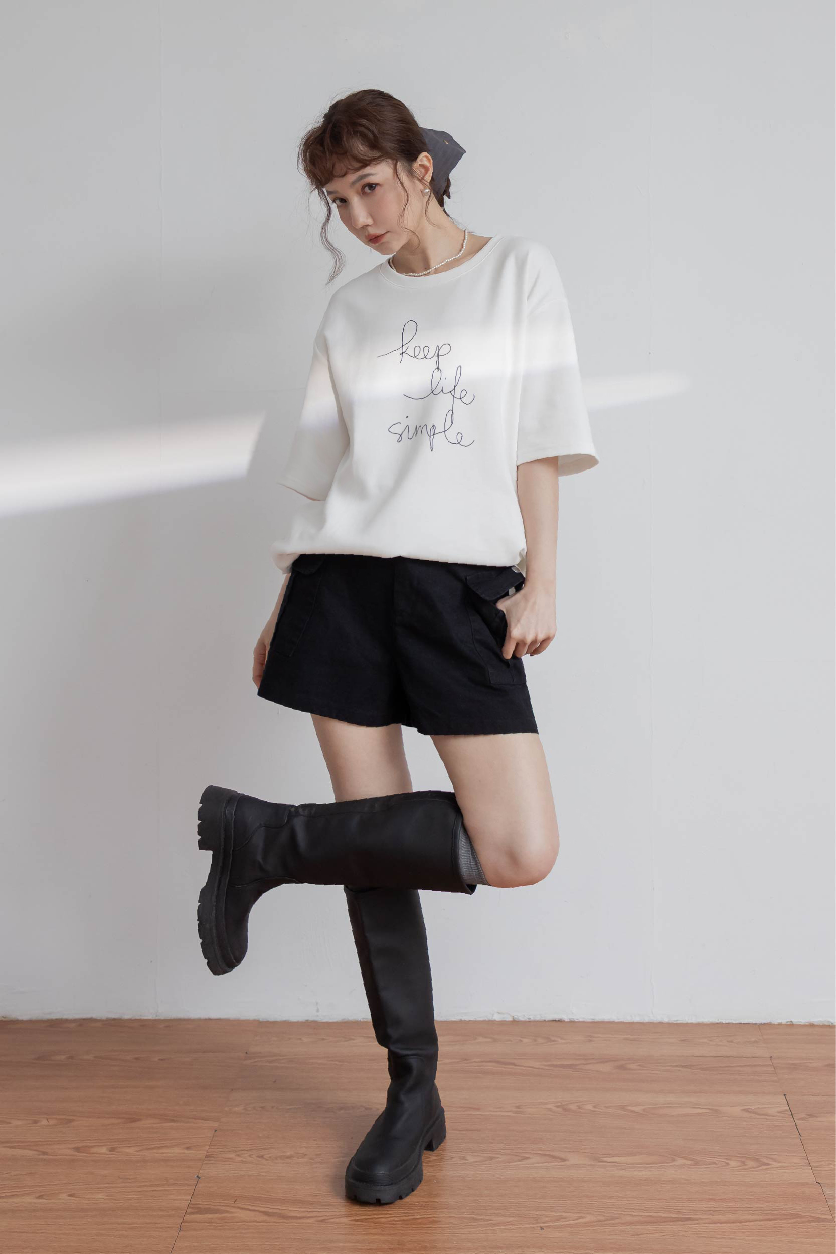 高腰大口袋短褲