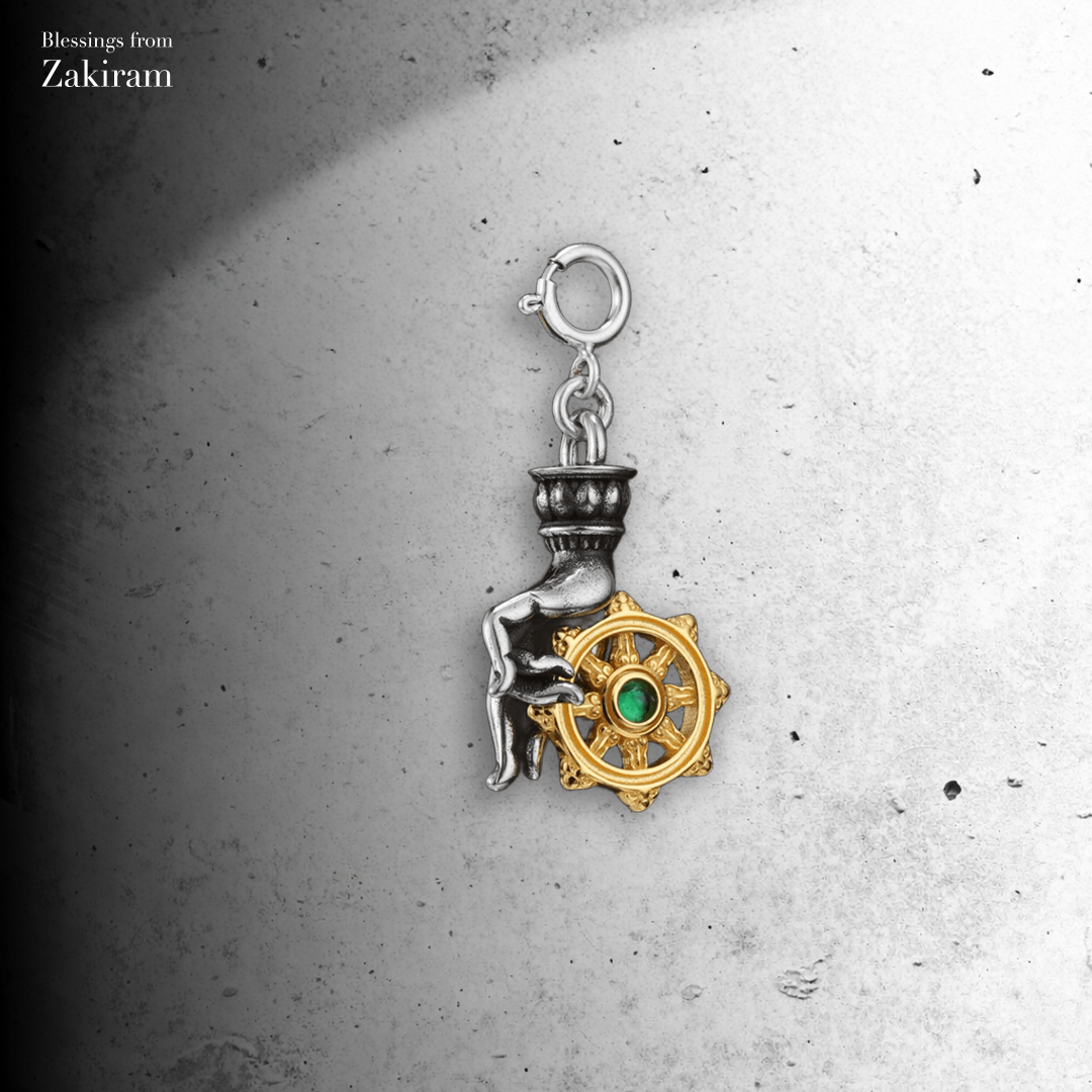 925銀 綠度母 佛手法輪 吊墜