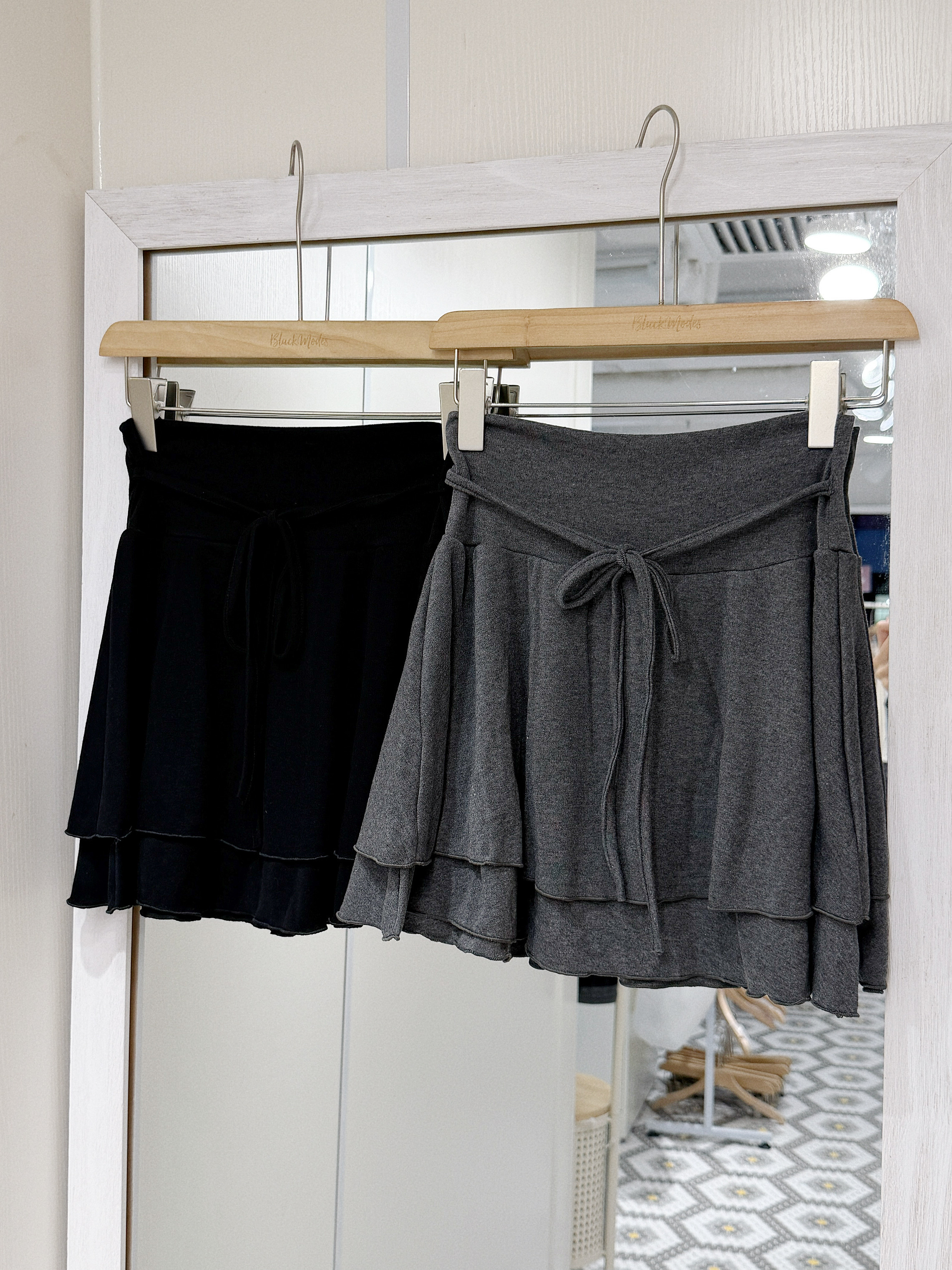 D0550｜芭蕾舞風𓊆ྀི❤︎𓊇ྀི 優美綁帶雙層短裙