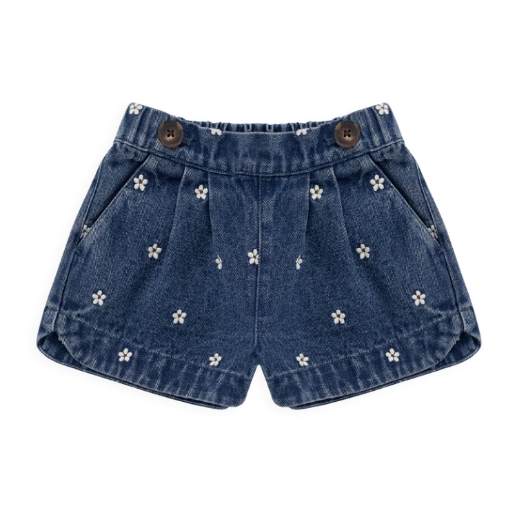 （預購）JAMIEKAY 小花壓褶牛仔短褲 Jardine Short - Josie Floral Denim
