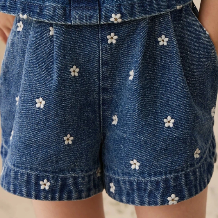 （預購）JAMIEKAY 小花壓褶牛仔短褲 Jardine Short - Josie Floral Denim