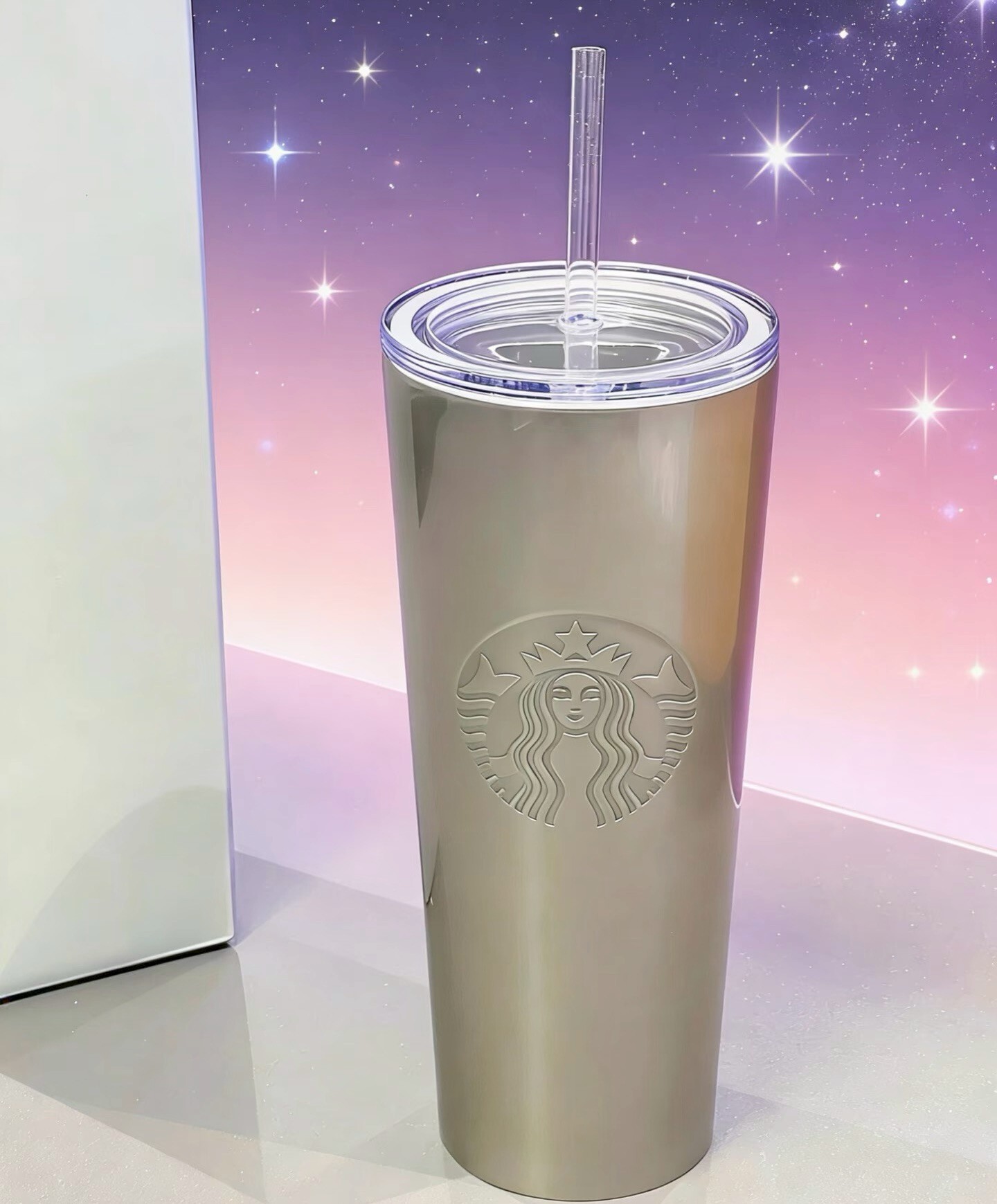 【Luxury】 星巴克STARBUCKS 貓眼吸管杯 優雅 貓眼 質感 簡約 銀色 不鏽鋼保溫杯 隨行杯 冷水杯 24oz  /  710ml