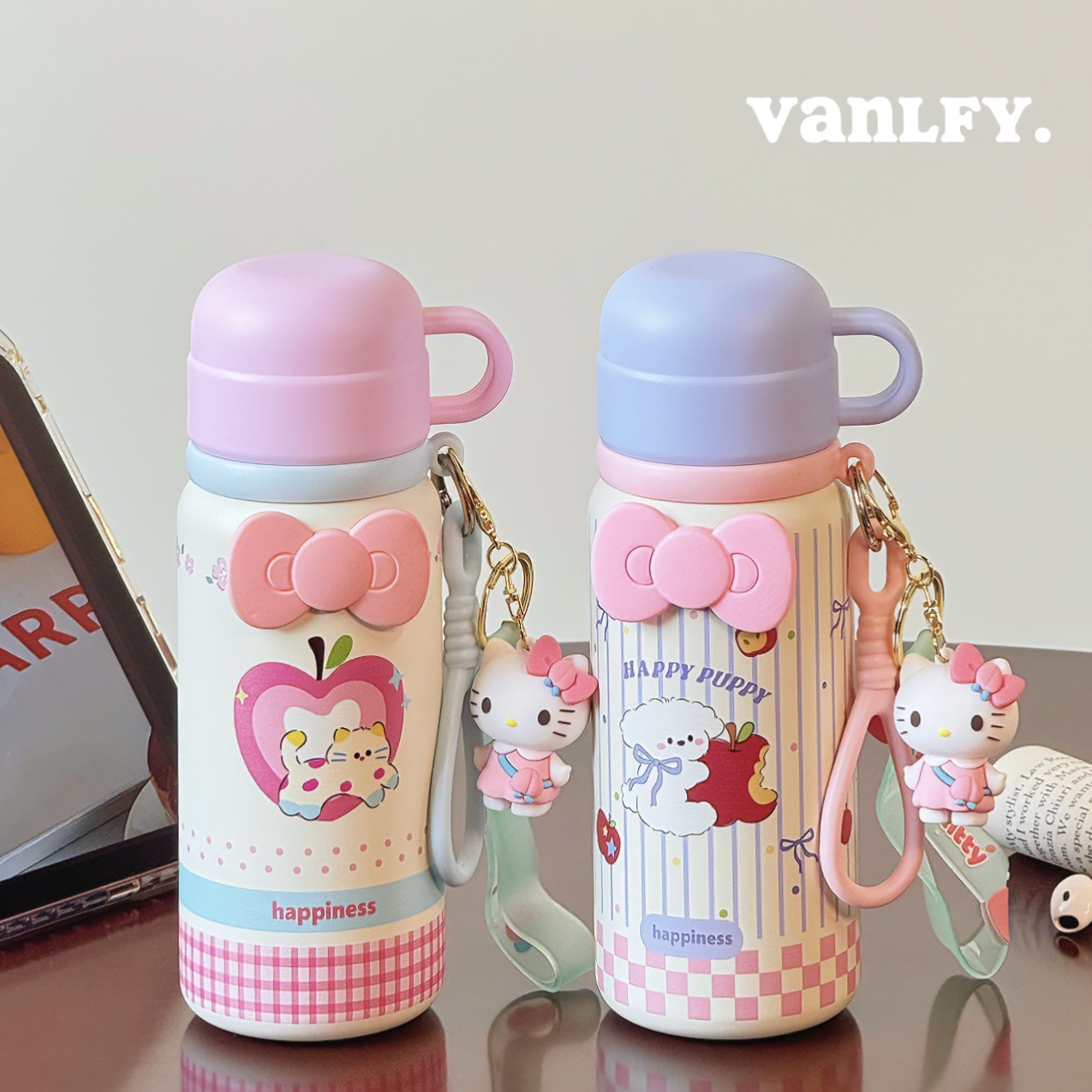 600ML Korean Candy Color Straw 316 Stainless Steel Thermal Tumbler