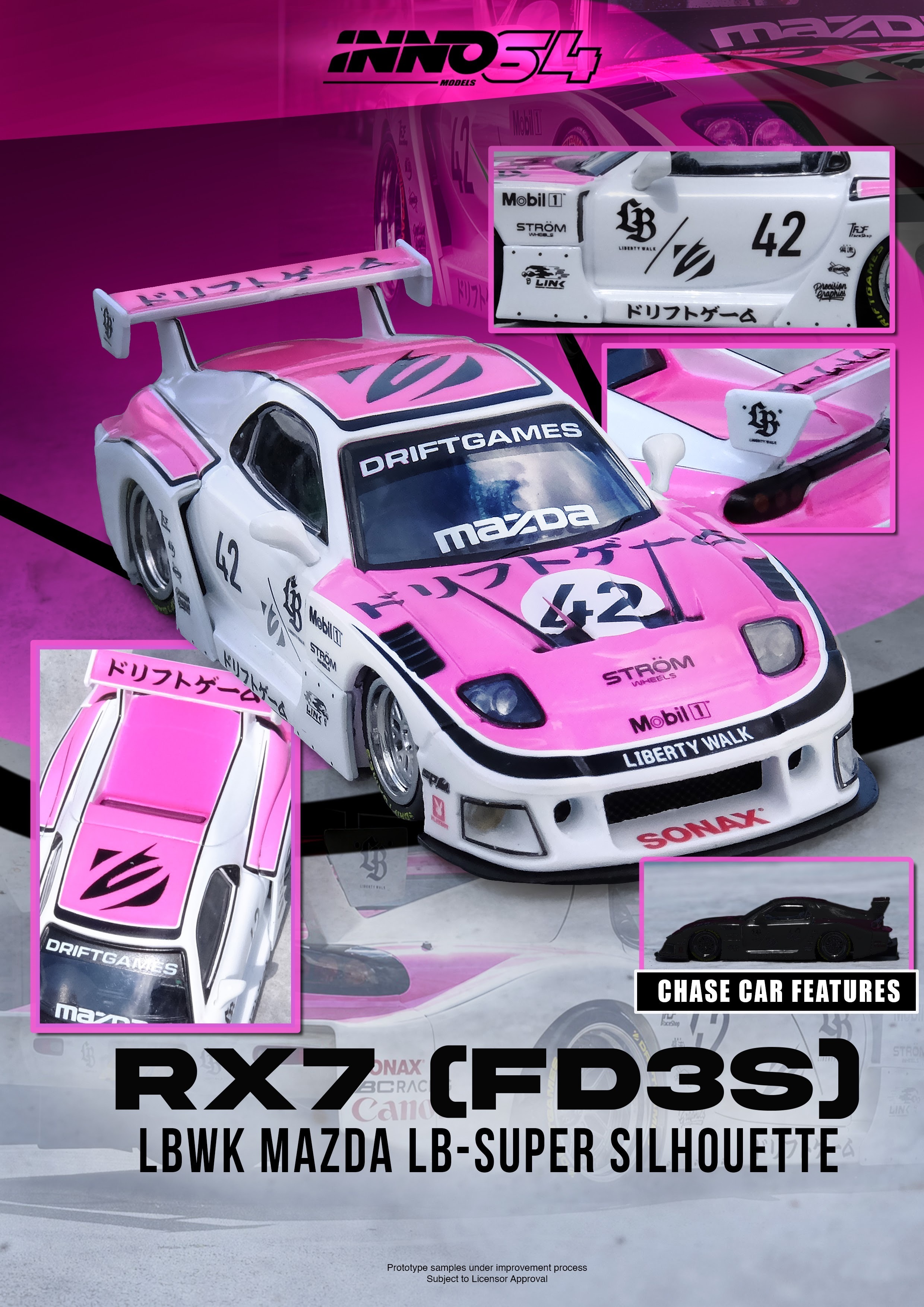 PO-$176 * INNO64 * 1:64 MAZDA RX7 (FD3S) LB-SUPER SILHOUETTE "DRIFT GAMES 2025"