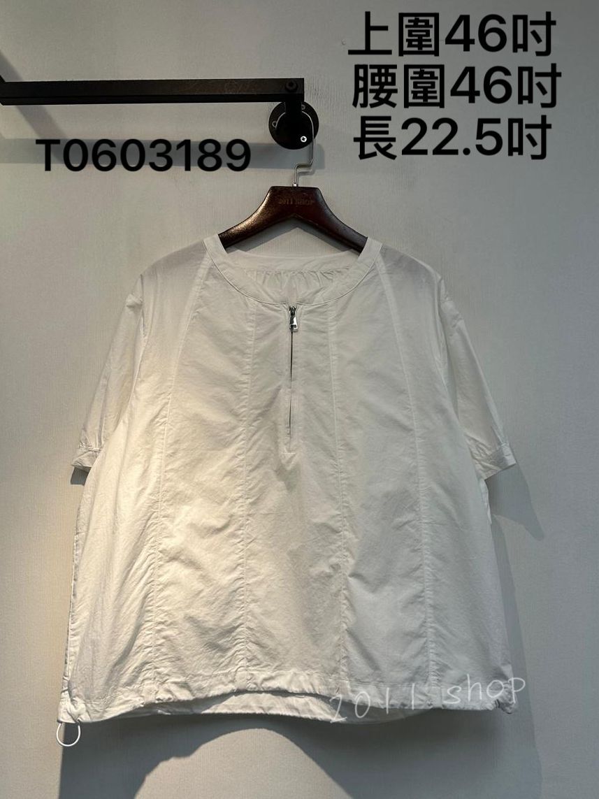 出口日本圓領半拉鍊恤衫  上圍46吋  腰圍46吋 長23.5吋  T0603189