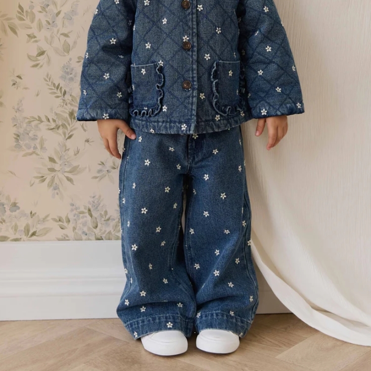 （預購）JAMIEKAY 小花牛仔寬褲 Amandine Pant - Josie Floral Denim