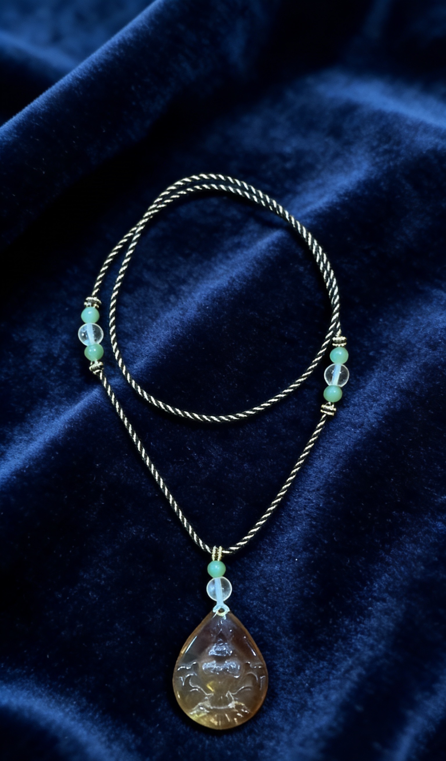 1 LZ878 BLUE AMBER VASE TEARDROP PENDANT