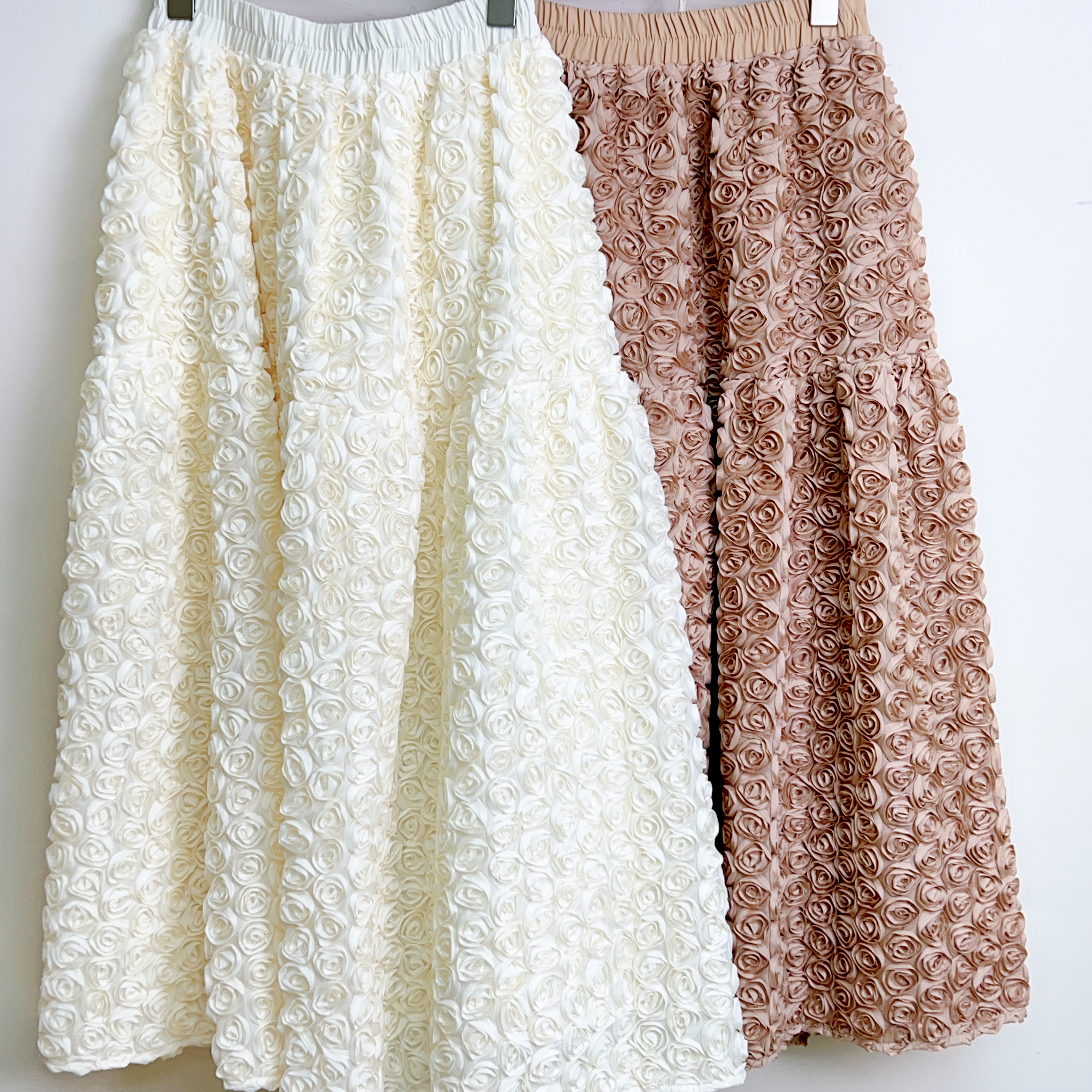 立體玫瑰花雪紡橡筋腰半截裙(腰:M24-38 L:26-40 吋)S6106 #2603clo