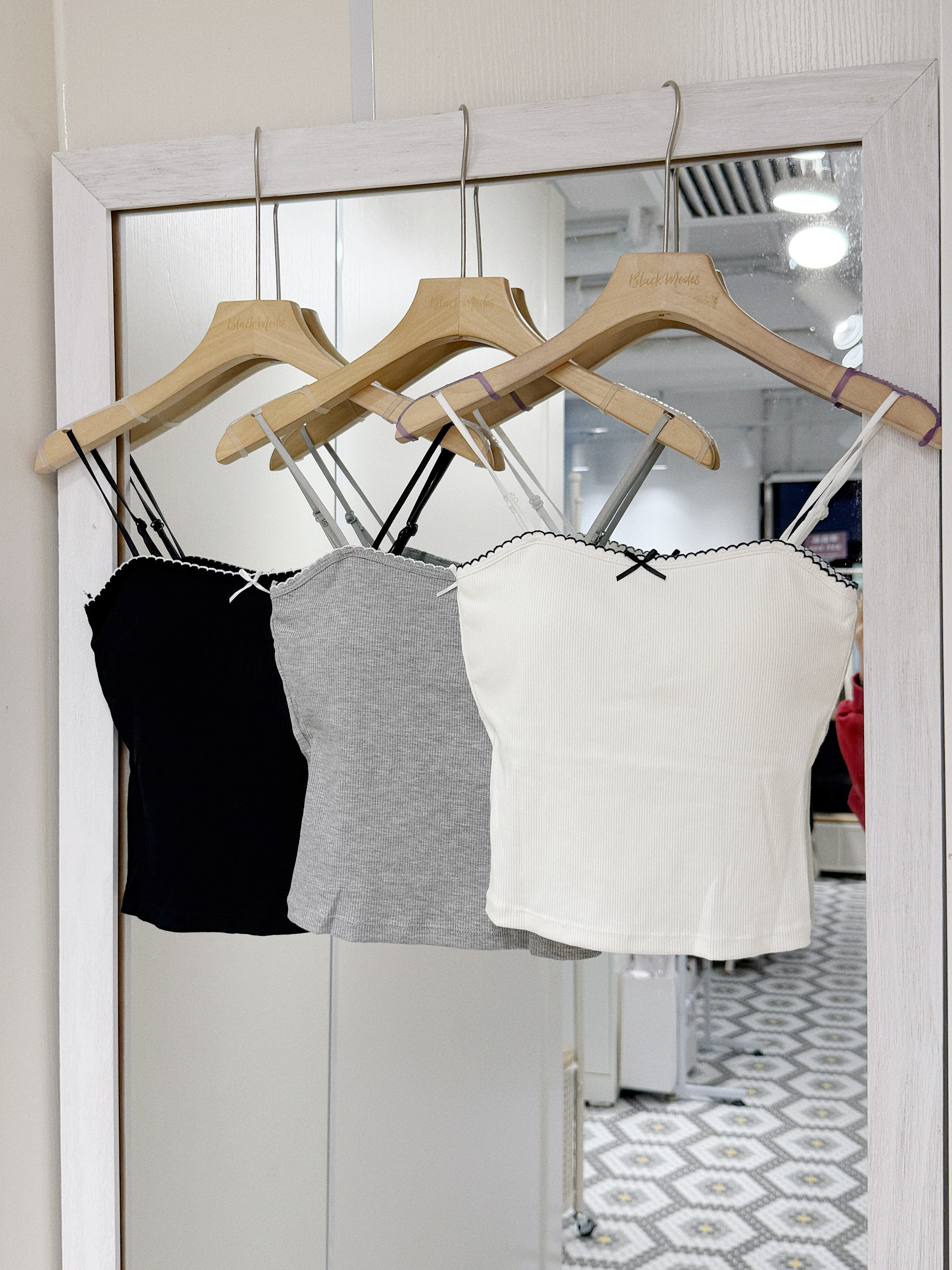 （3月韓國連線）V0154｜超高質芭蕾舞風明線邊連墊BRA TOP⋆.𐙚 ̊