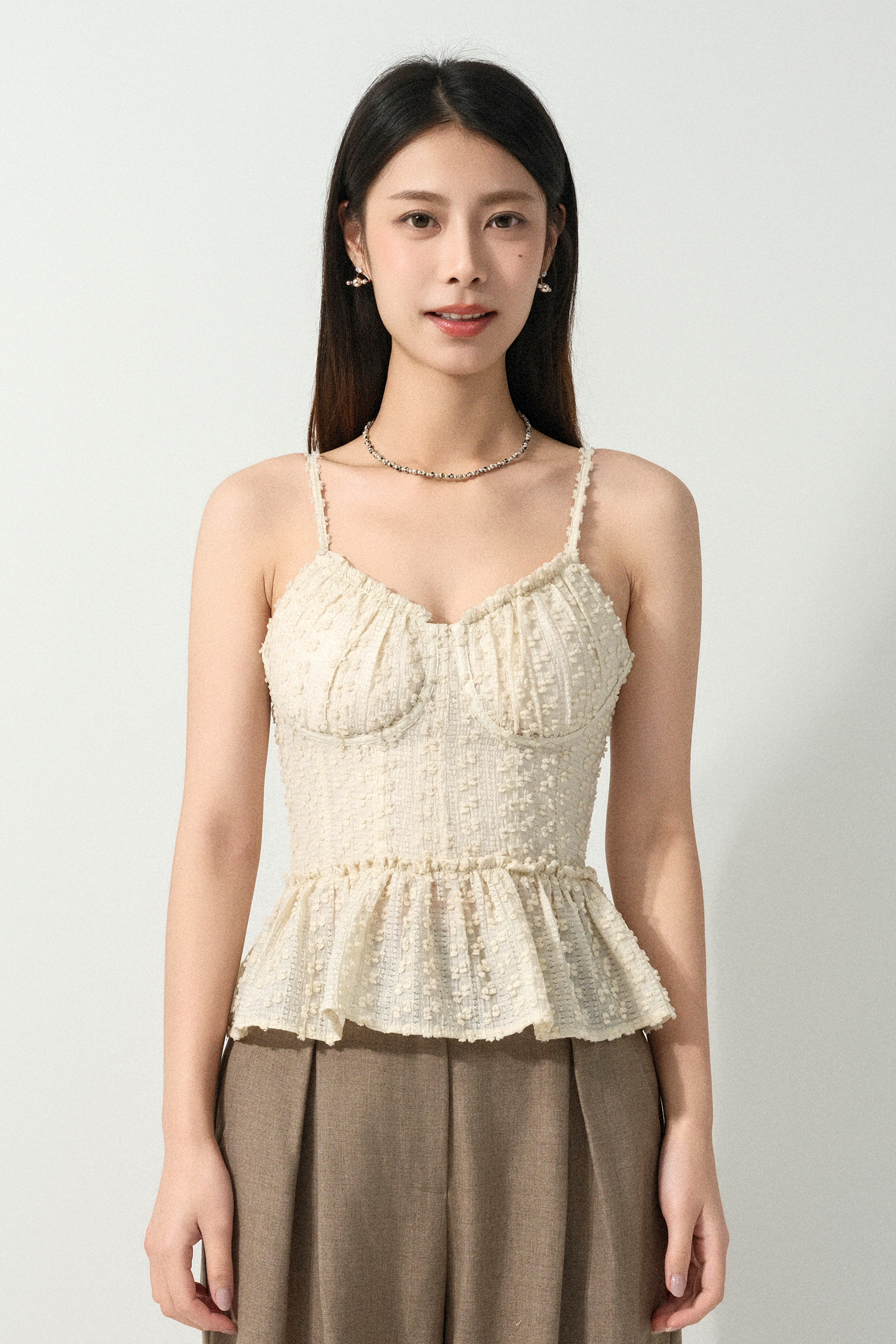 質感粒粒布傘腳bra top (預購產品）