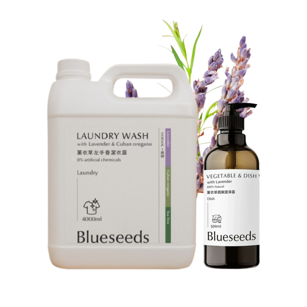 【純淨薰衣草居家清潔組】薰衣草蔬碗潔淨露500ml + 薰衣草左手香潔衣露4000ml