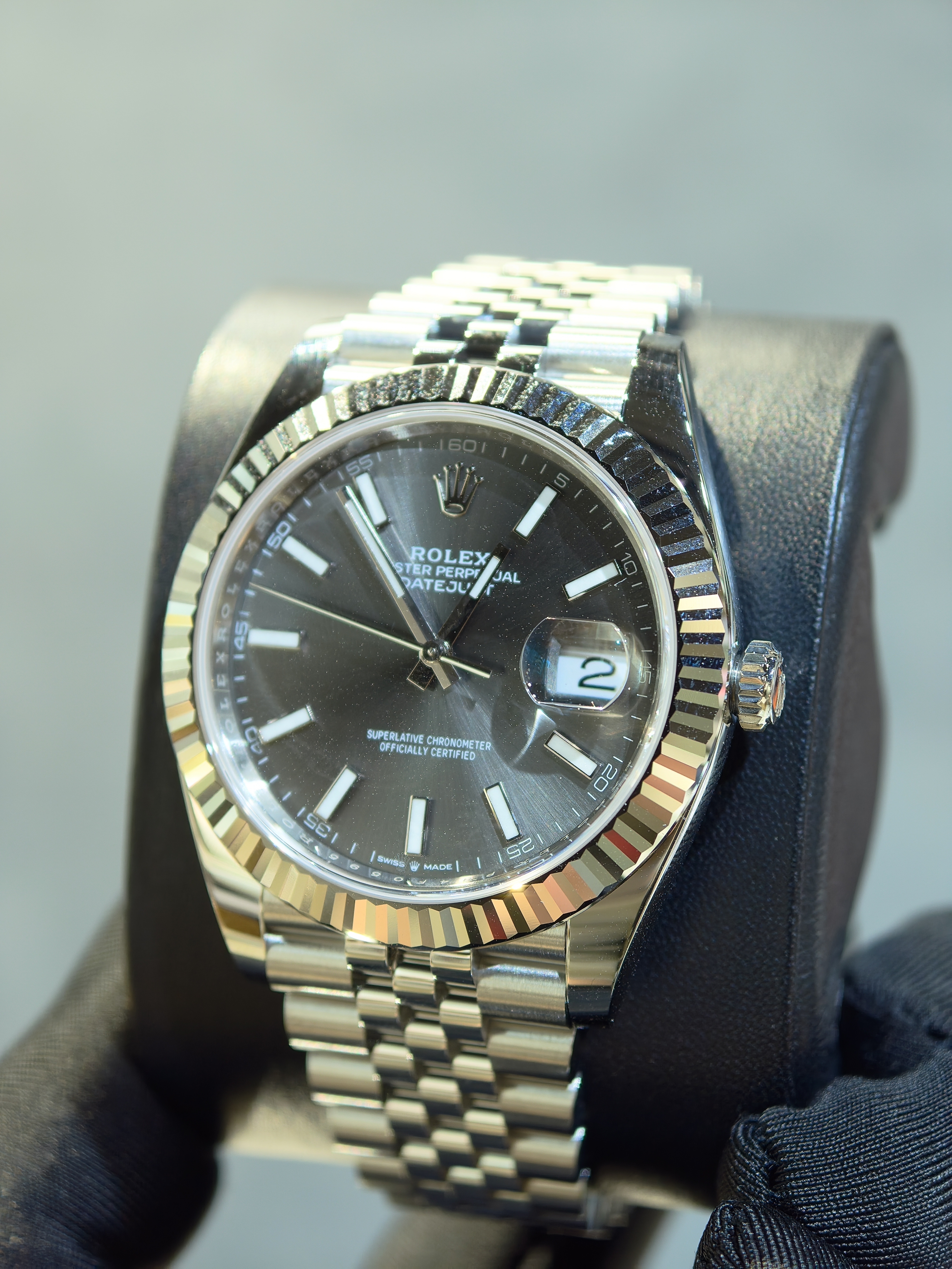 BRAND NEW ROLEX 126334 GREY DIAL WHITE GOLD STEEL DATEJUST INDEX 41MM JUBILEE STRAP m126334-0014