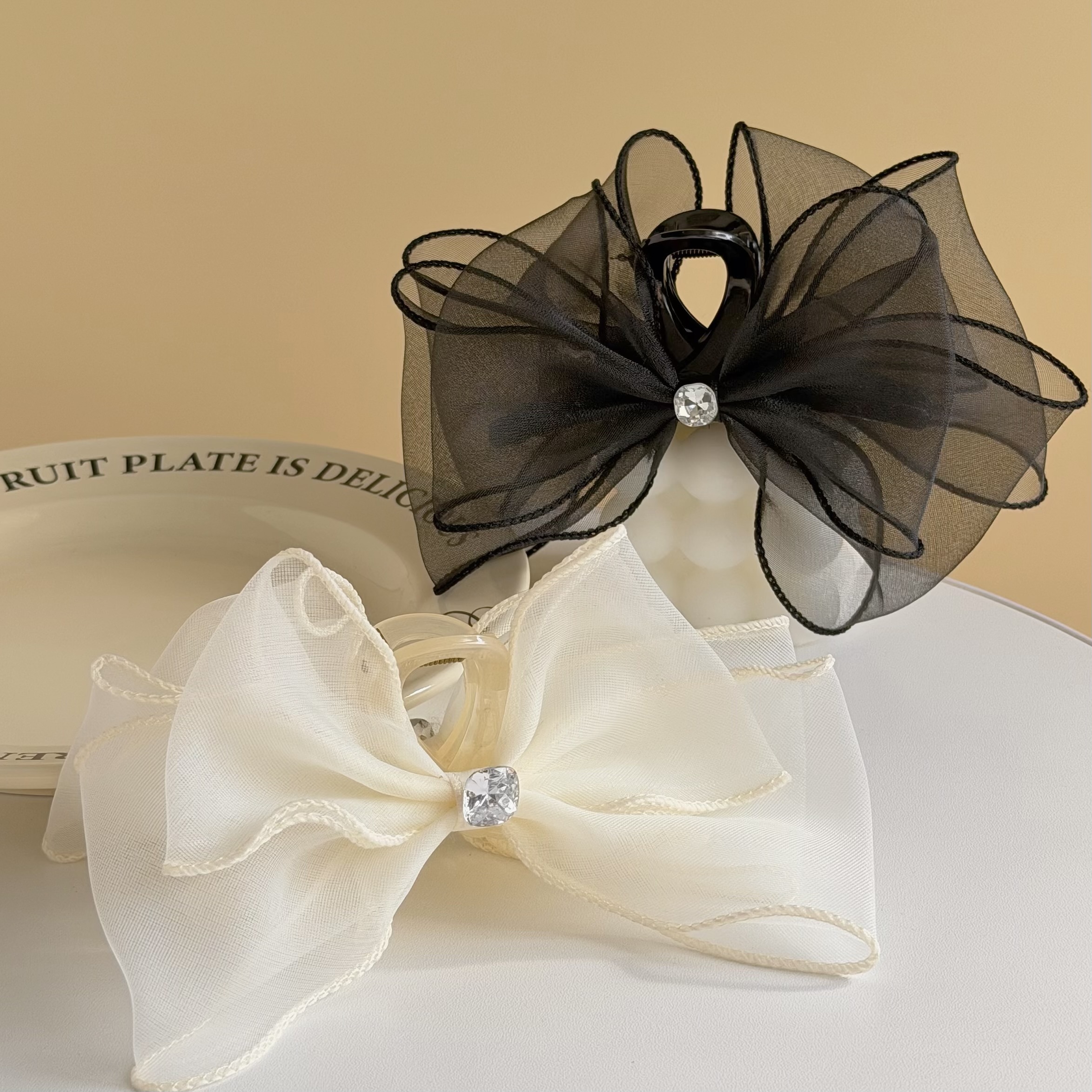 T168網紗蝴蝶結小鑽鯊魚夾