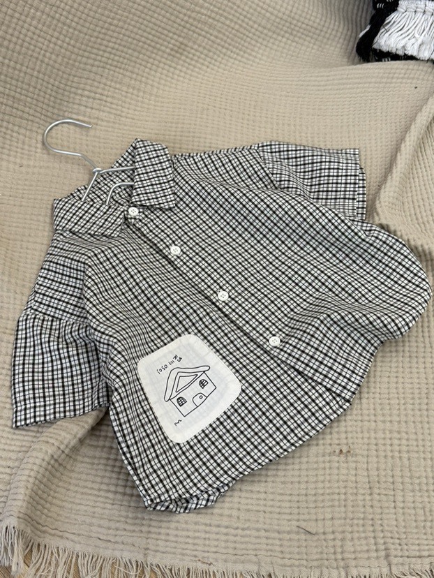 可愛小圖格紋襯衫