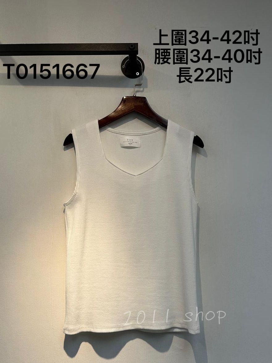 微V領暗條紋背心  上圍34-42吋  腰圍34-40吋 長22吋    T0151667