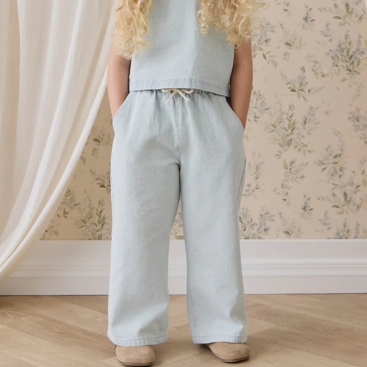 （預購）JAMIEKAY 綁帶淺色牛仔寬褲 Ira Pant - Summer Clouds