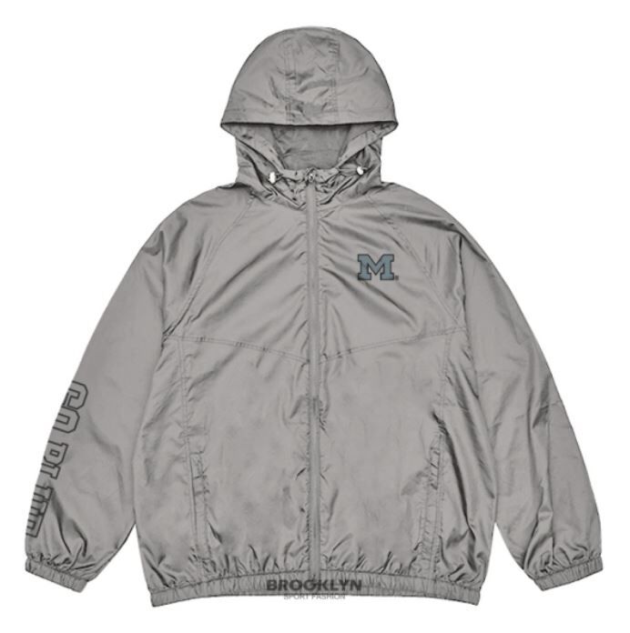 【下殺↘ $599】NCAA 外套 連帽外套 密西根大學 中性 灰色 刺繡LOGO 風衣外套 男 7225542211