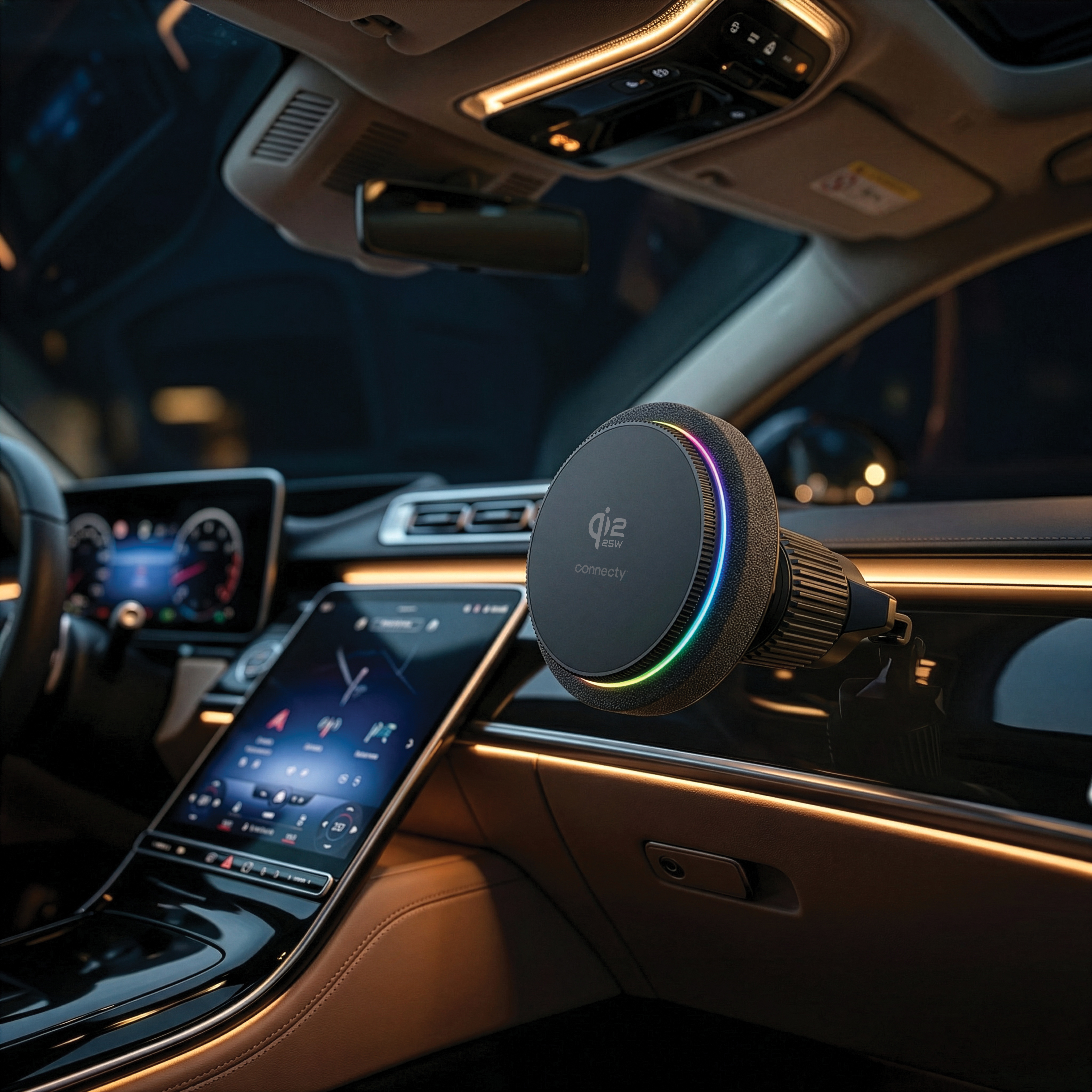 Connecty MagChill 25W Qi2.2 Auto-Cooling Magnetic Car Charging Mount CM125D