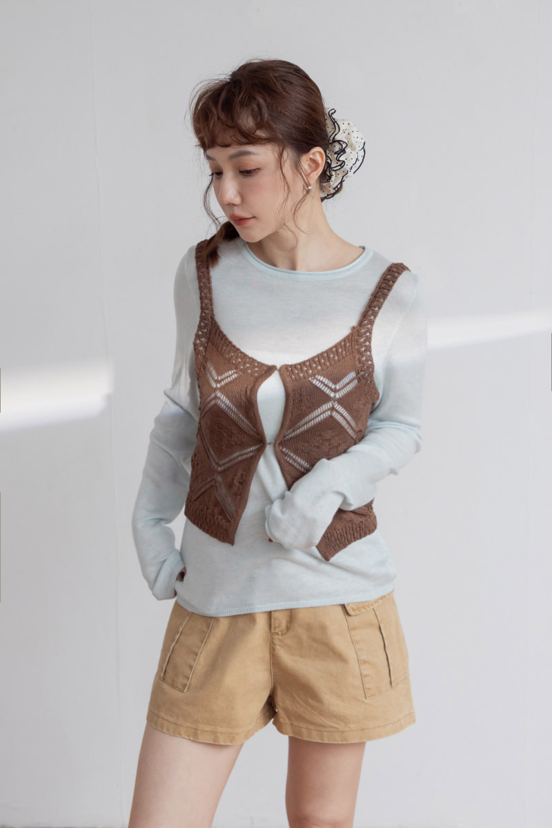 復古菱格針織兩件組