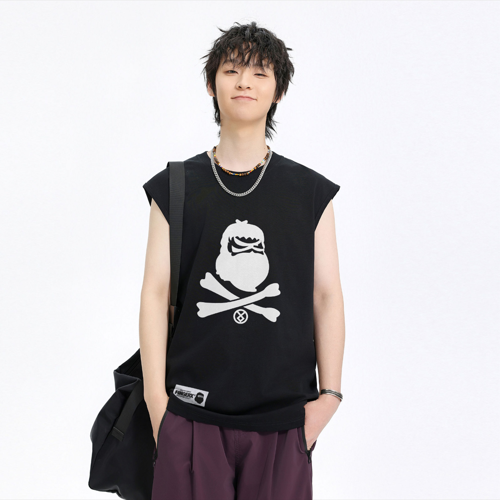 Fingercroxx FGXX  BAPE A BATHING APE 猿人頭 黑白 LOGO 無袖 背心 TEE