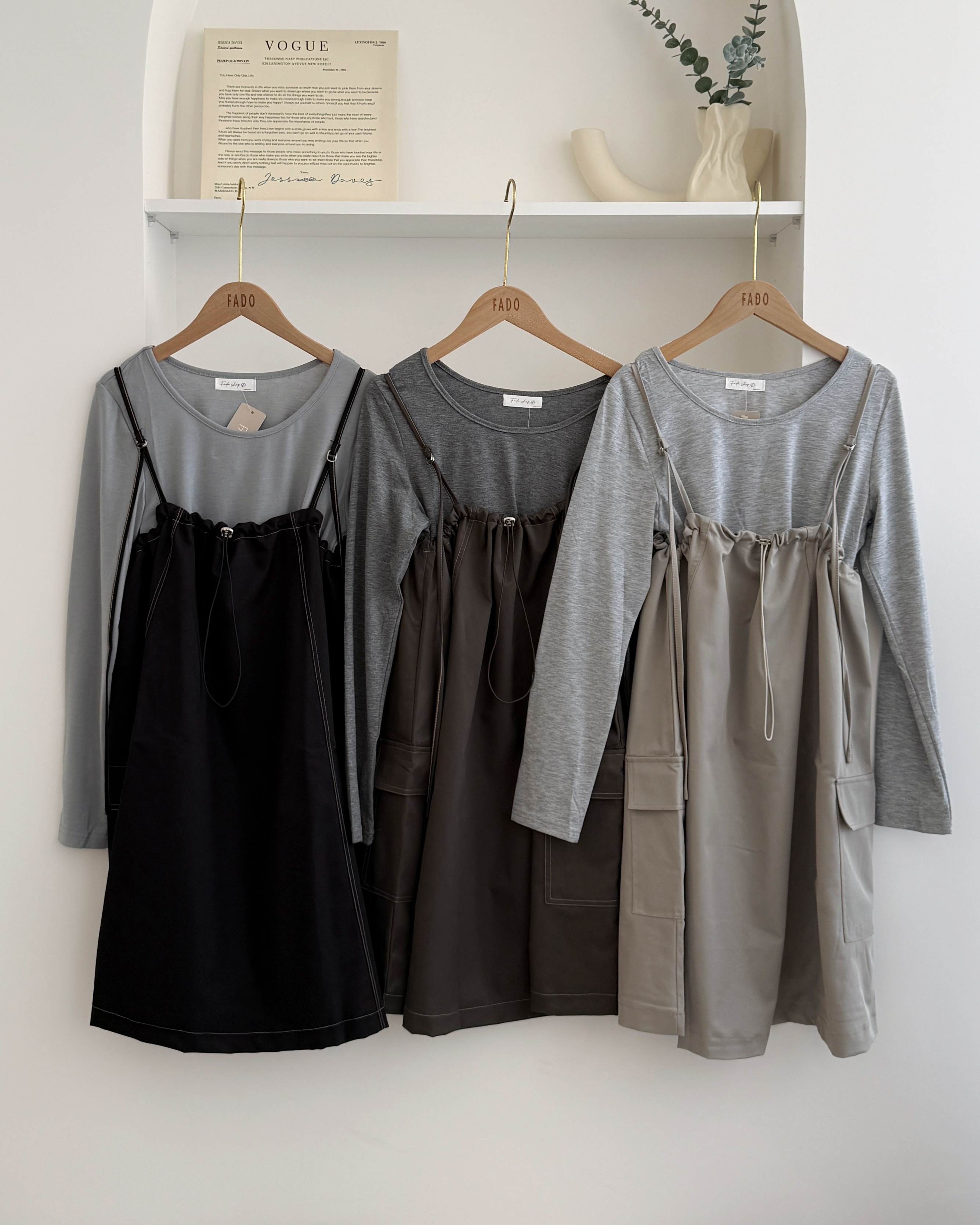 法朵Fado shop｜抽繩吊帶洋裝set 6765001 三色