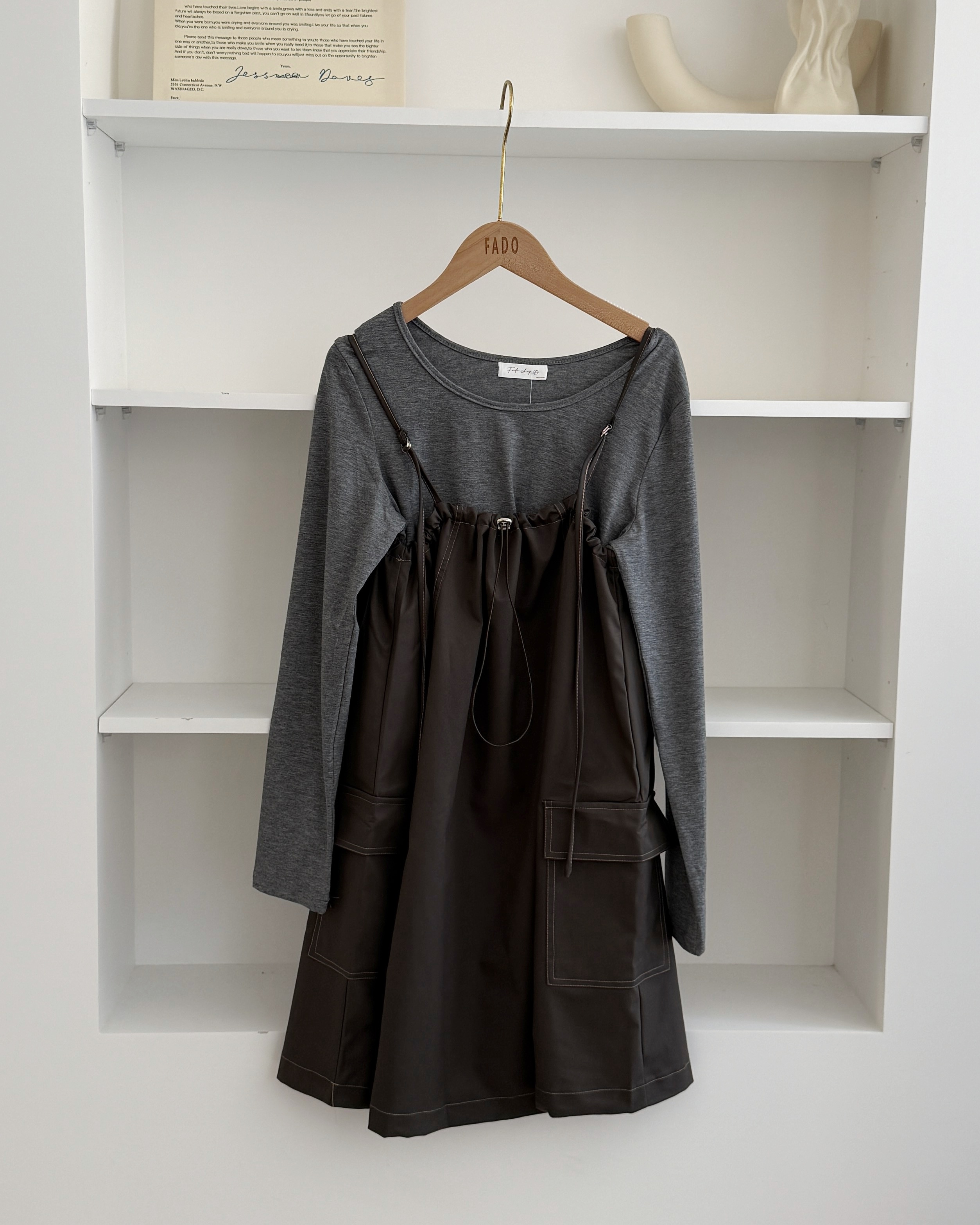 法朵Fado shop｜抽繩吊帶洋裝set 6765001 三色