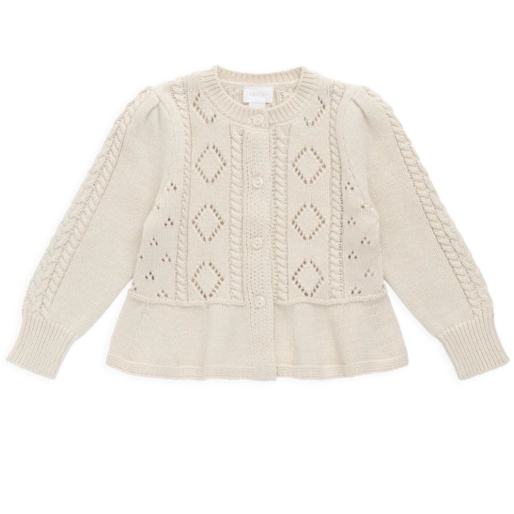 （預購）JAMIEKAY 鏤空菱格傘襬針織開衫 Annabelle Cardigan - Vanilla