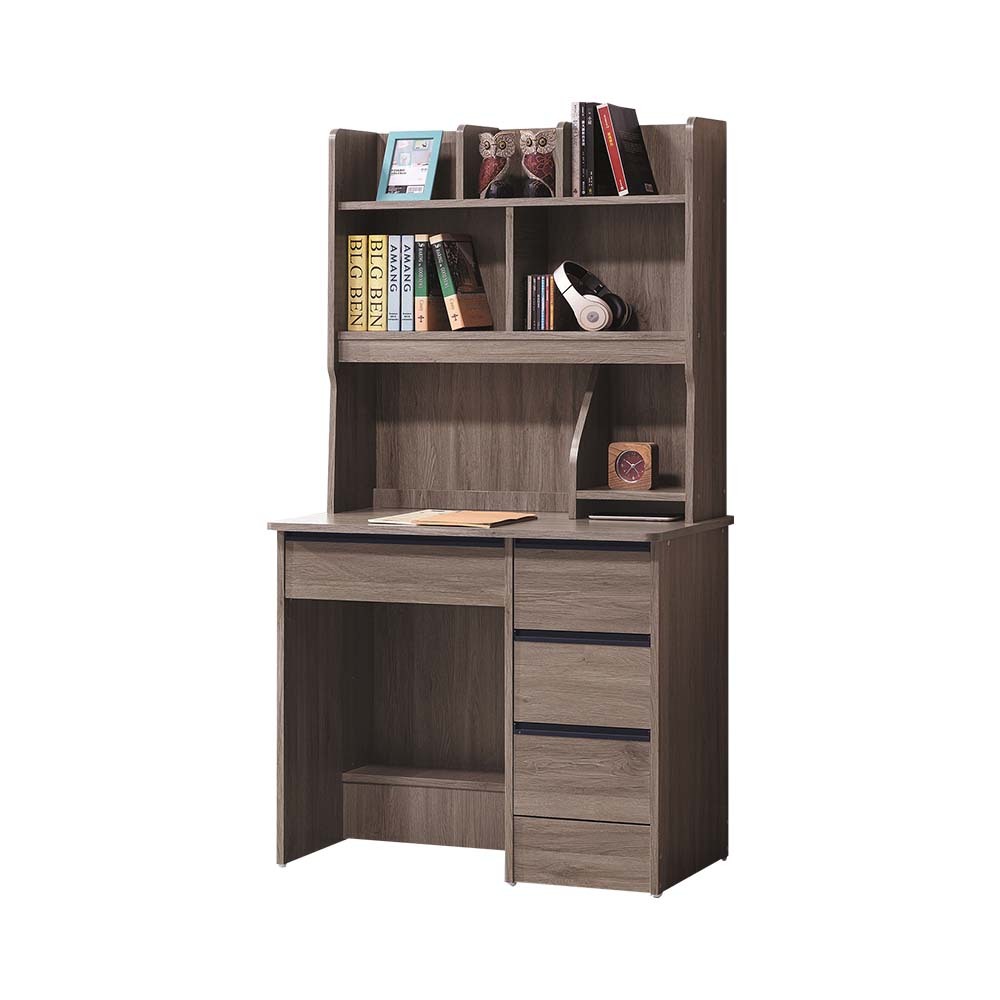 柏蒂家居-康納頓3尺灰橡色書桌/工作桌組(上+下座)