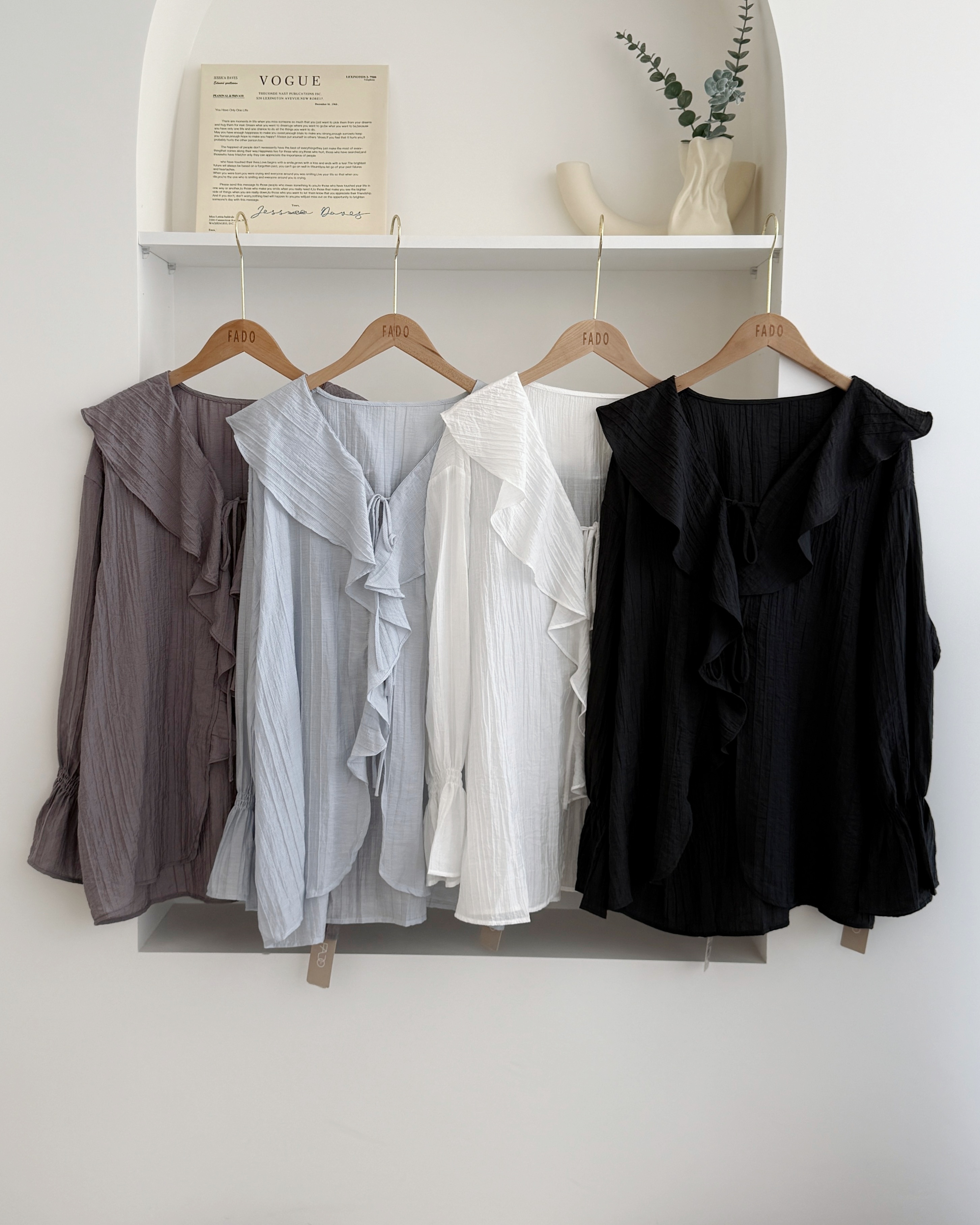 法朵Fado shop｜雙綁帶荷葉領罩衫 8725002