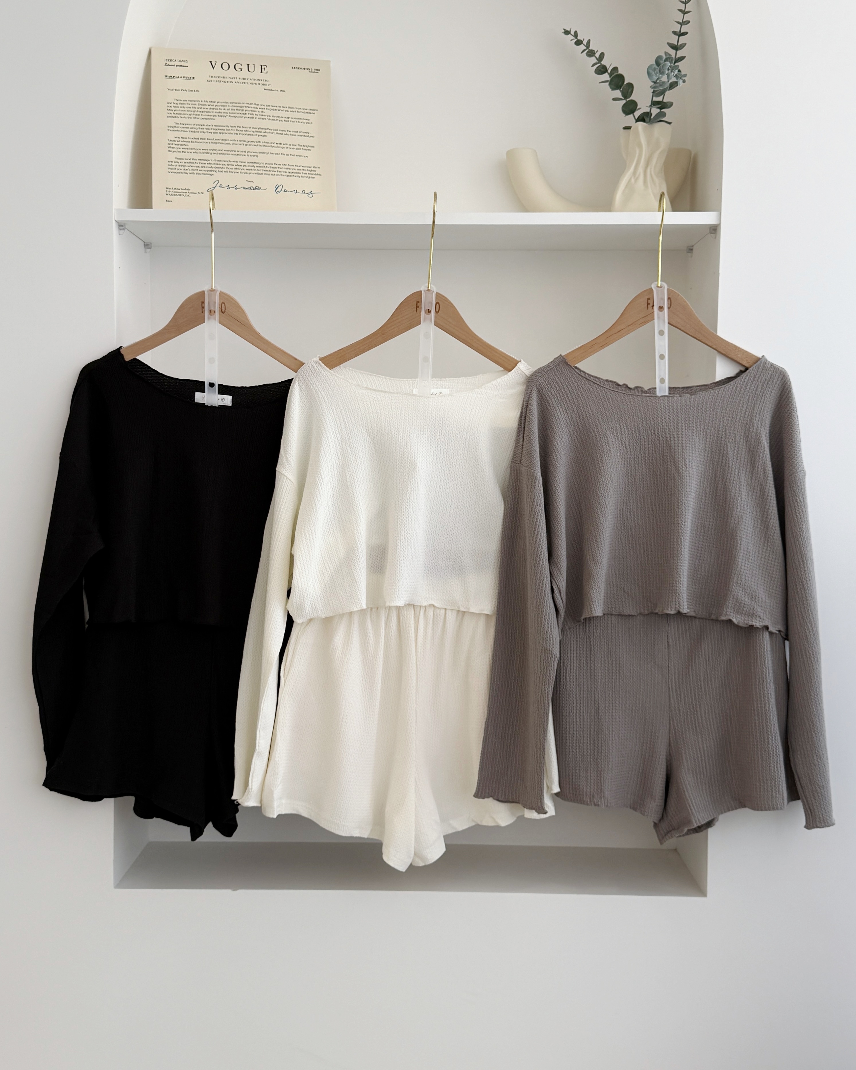 法朵Fado shop｜泡泡棉木耳領上衣短褲set 9255002 三色