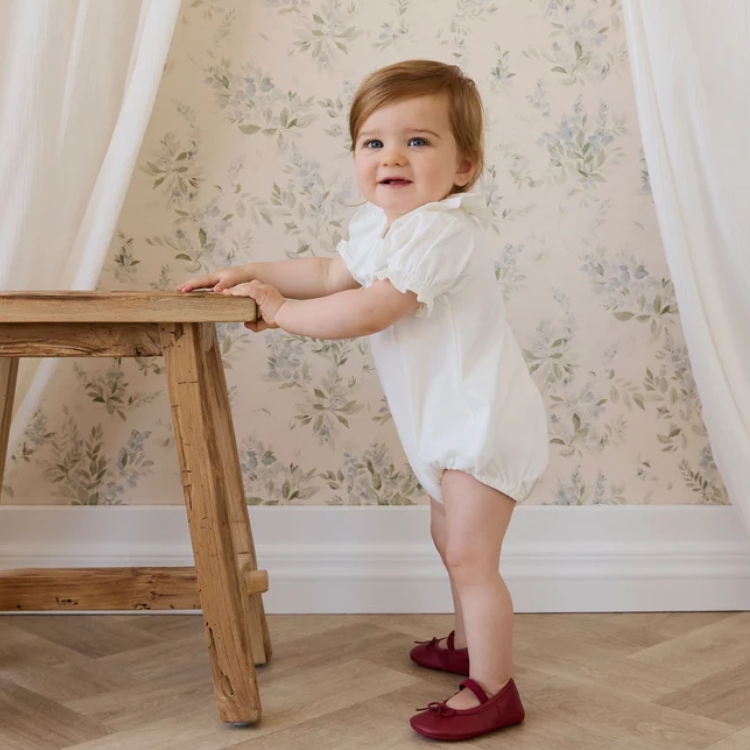 （預購）JAMIEKAY 素面花瓣領泡泡短袖包屁衣 Pima Cotton Livvy Bodysuit - Parchment