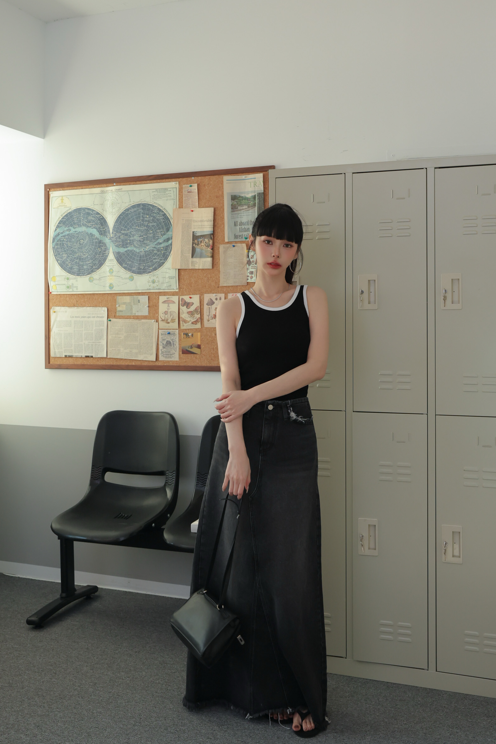 削肩滾邊棉質背心 HA22