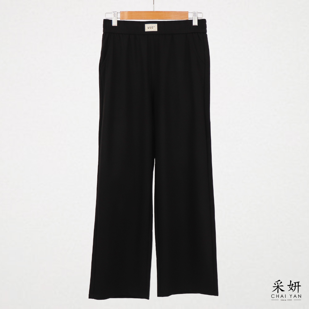 水鑽布標微喇休閒褲