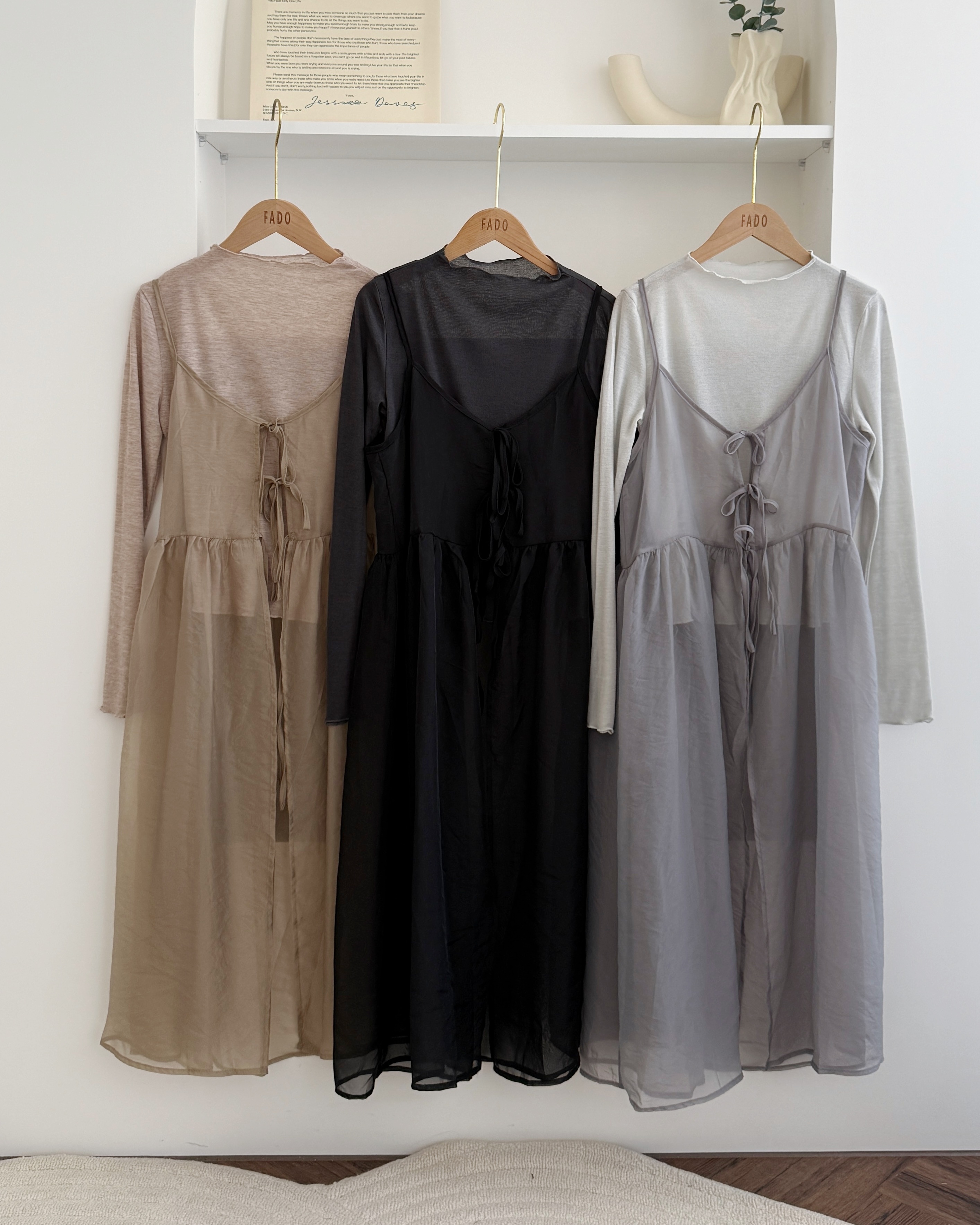 法朵Fado shop｜透膚打底雪紡外罩set 9385001 三色