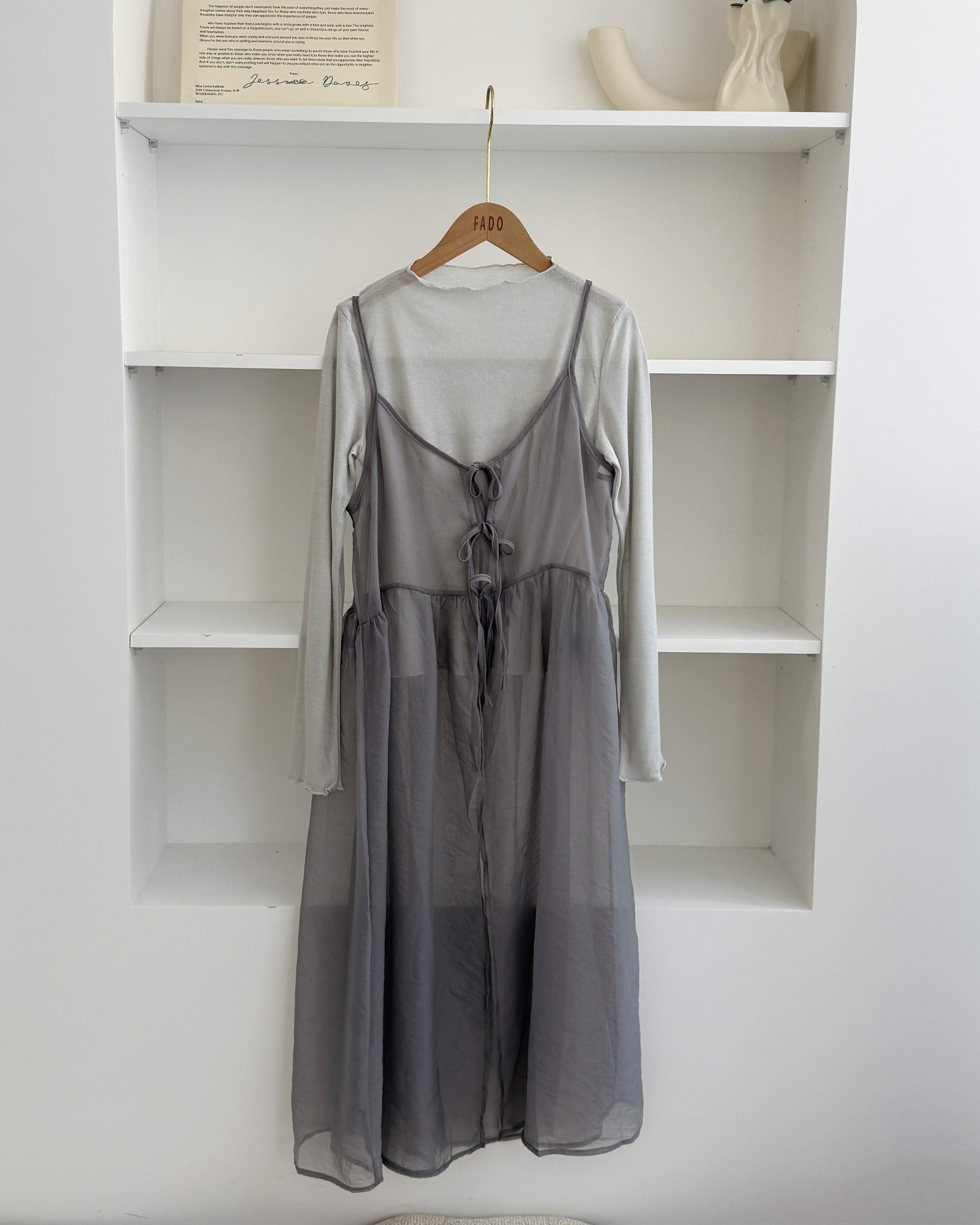 法朵Fado shop｜透膚打底雪紡外罩set 9385001 三色