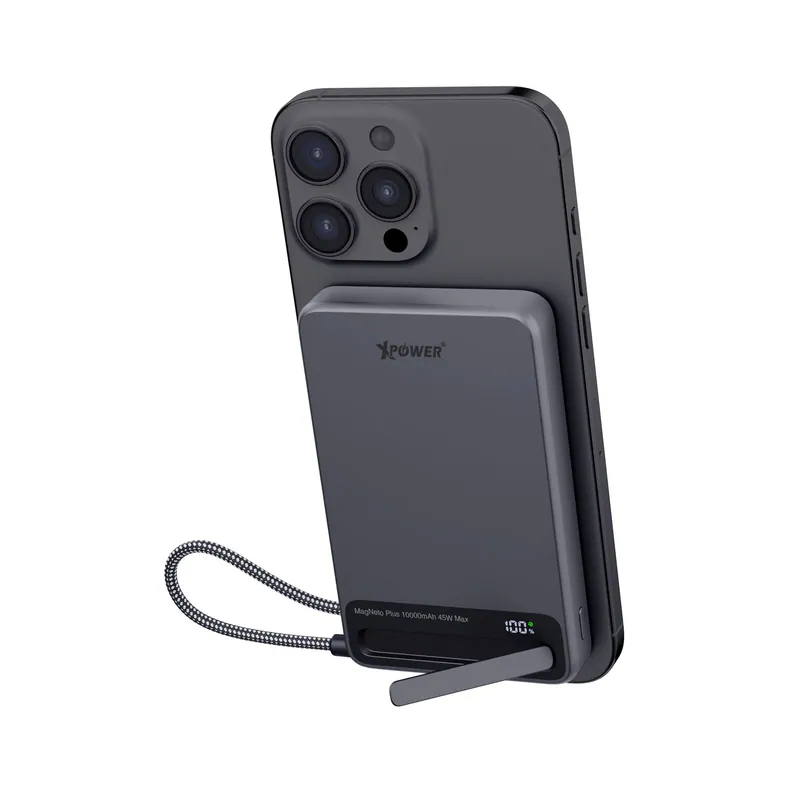 XPower MagNetoPlus Q10 Pro 鋁合金 10000mAh 45W PD3.0 QI2 磁吸移動電源（內置線＋支架＋數顯）