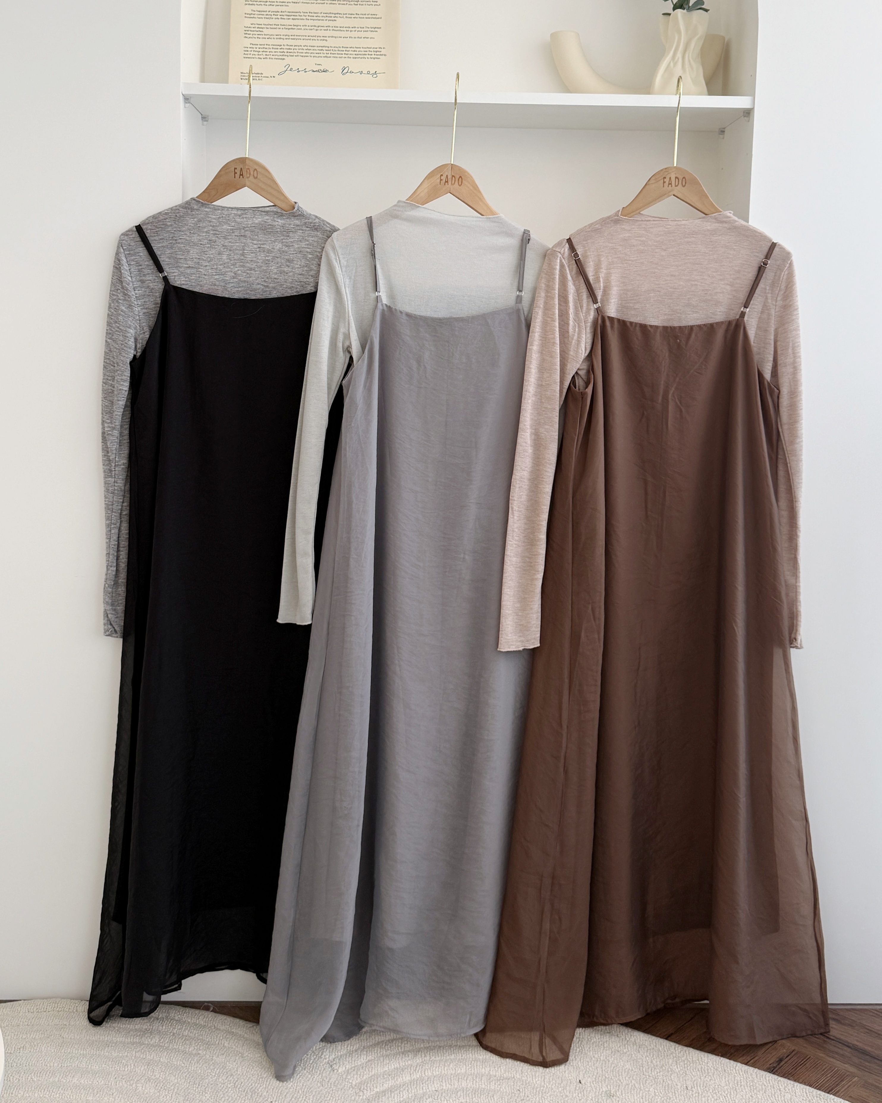 法朵Fado shop｜打底衣+雙層雪紡洋裝set 9385002 三色