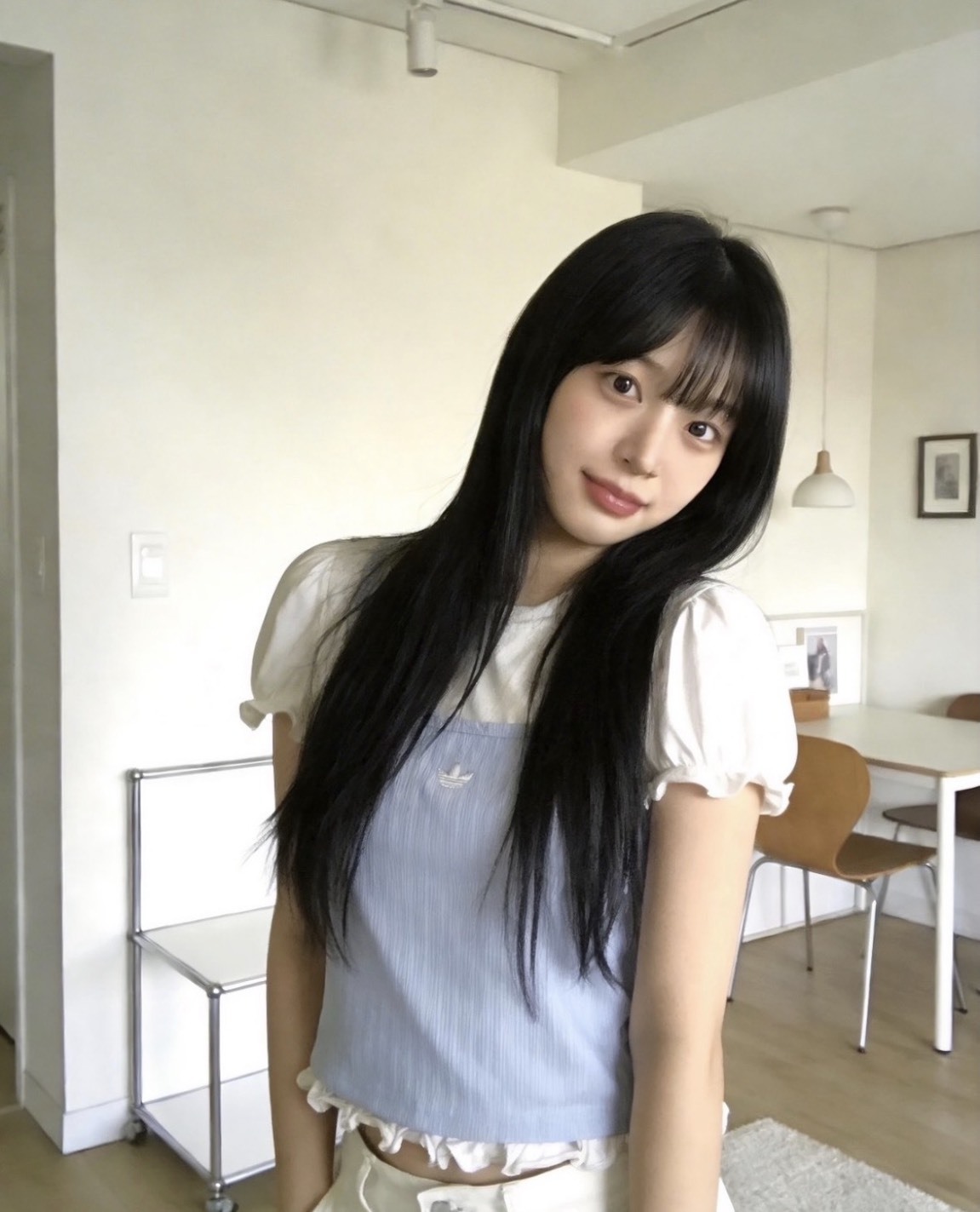 ADIDAS OG SLIM 假兩件 圓領 公主泡泡袖