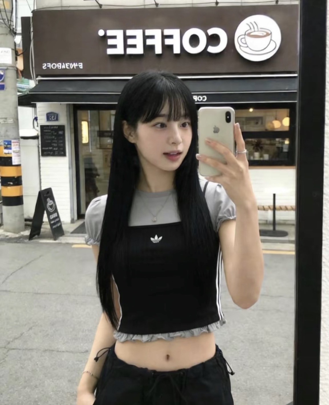 ADIDAS OG SLIM 假兩件 圓領 公主泡泡袖