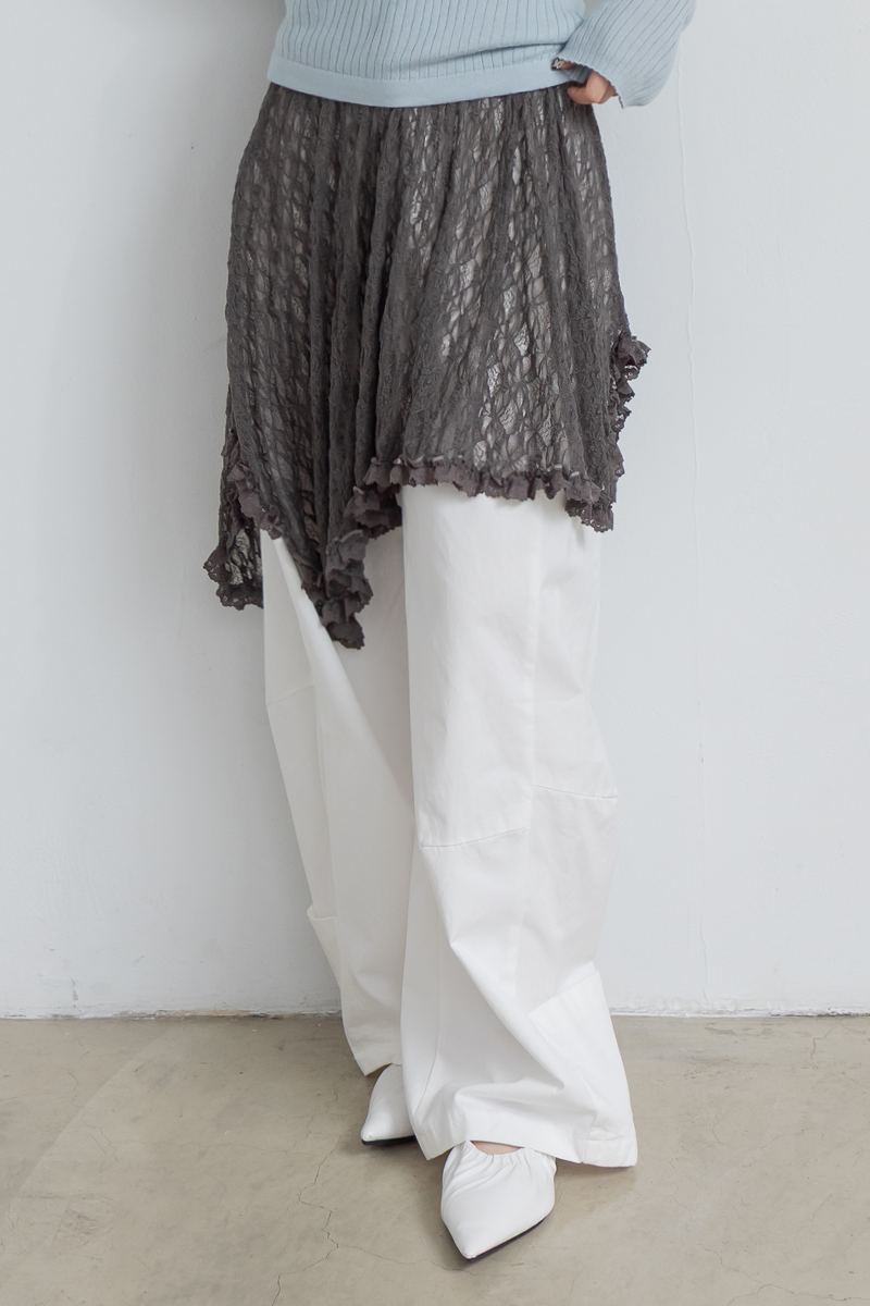 斜擺滾邊蕾絲彈性罩裙