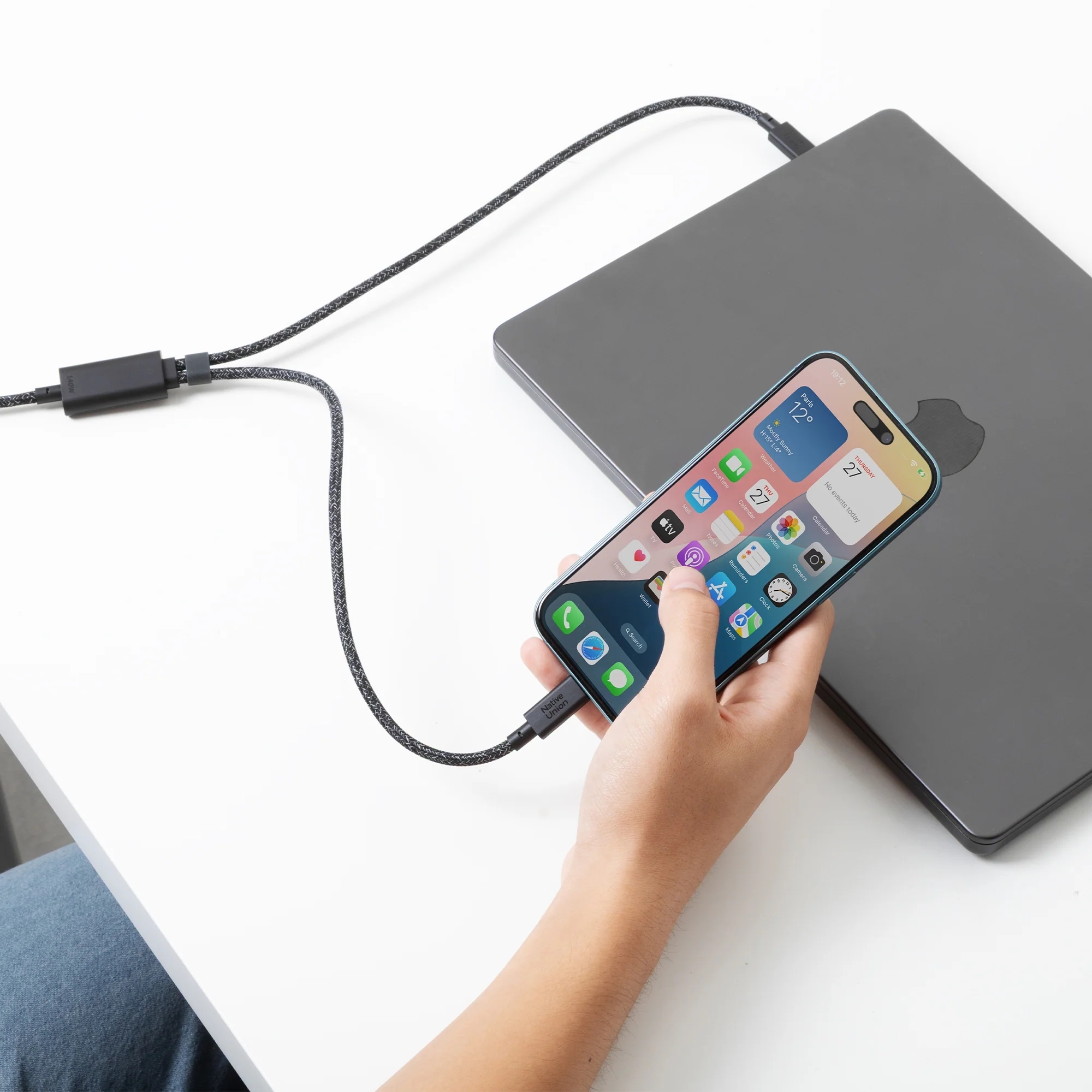 [C-C] 2公尺BELT雙USB-C充電線-宇宙黑-140W