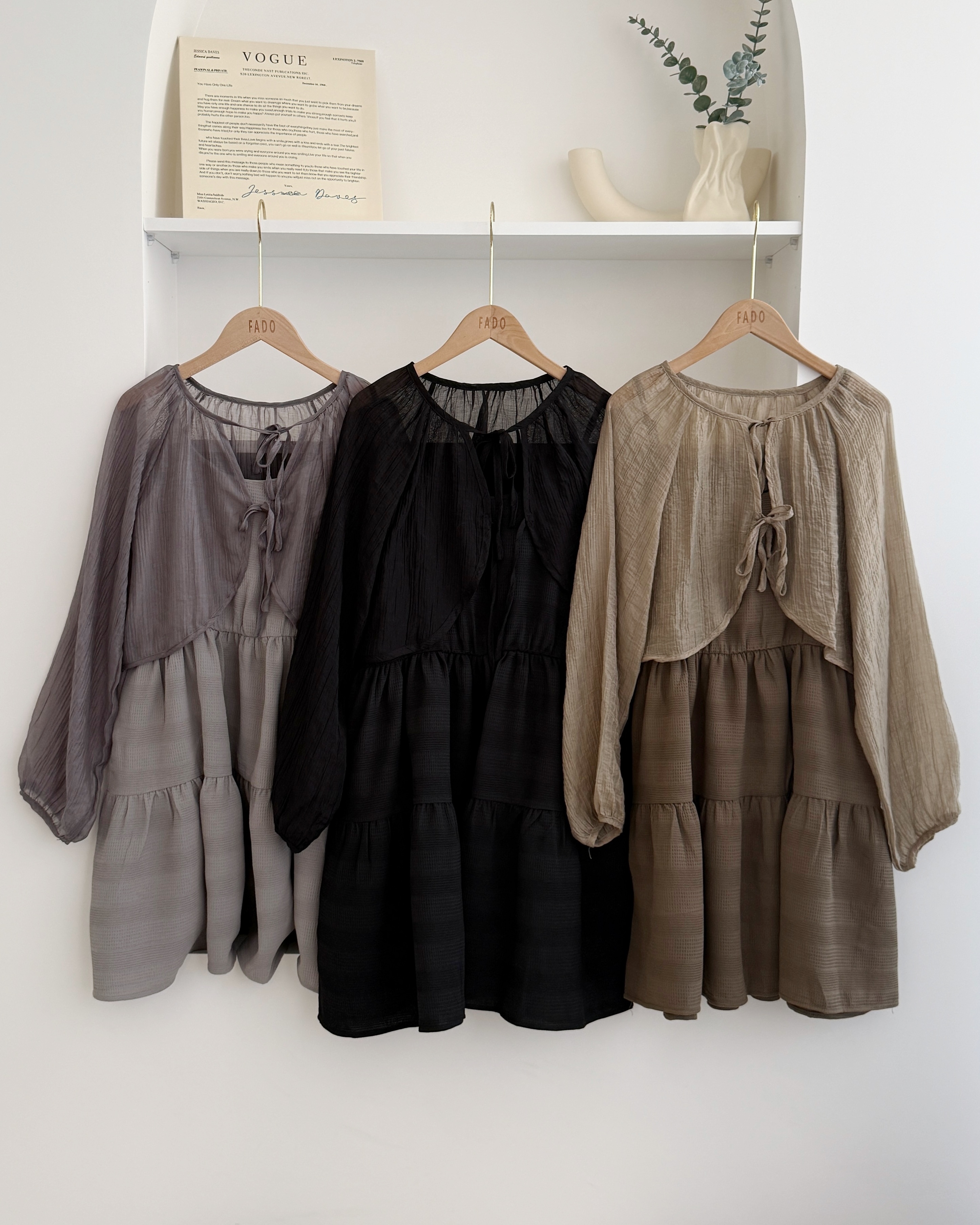 法朵Fado shop｜雙綁結罩衫吊帶短洋set 9755002 三色