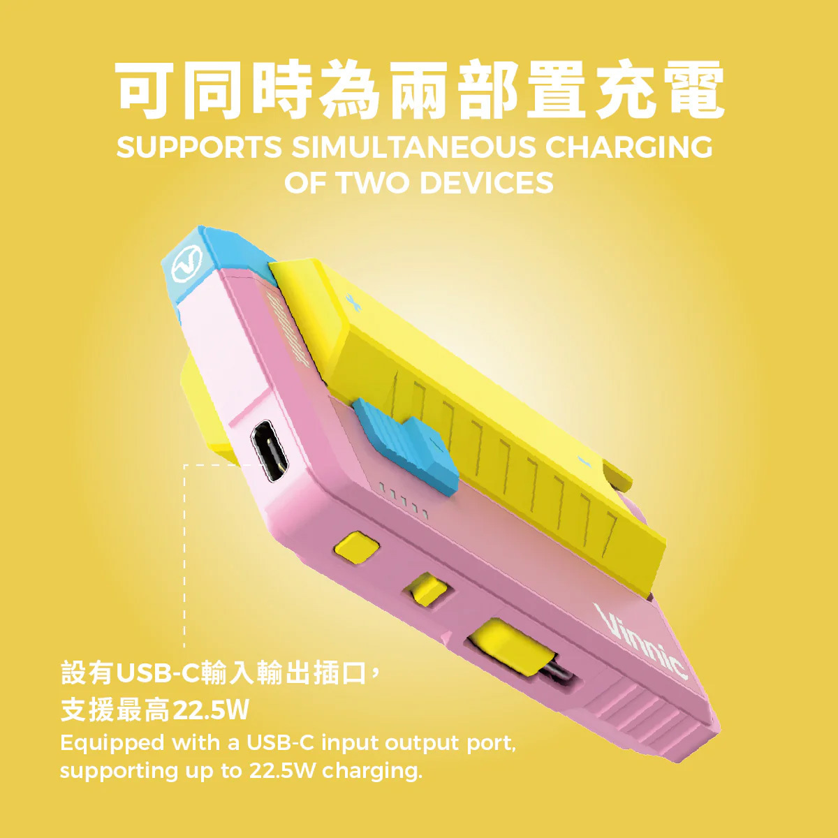 Vinnic Rendezvous 5,000mAh 可換電Type-C 直插式 雙輸出行動電源 (附21700電池兩枚) VPPB-DC05G1