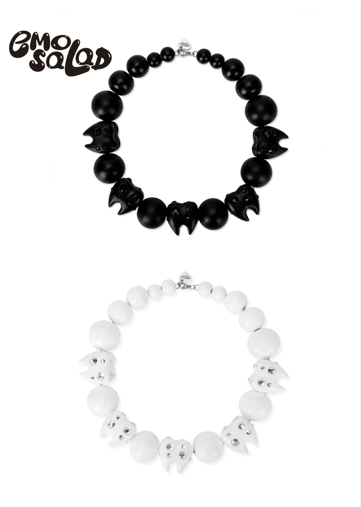 EMOSALAD 牙齒亮鑽愛心手工製作項鍊