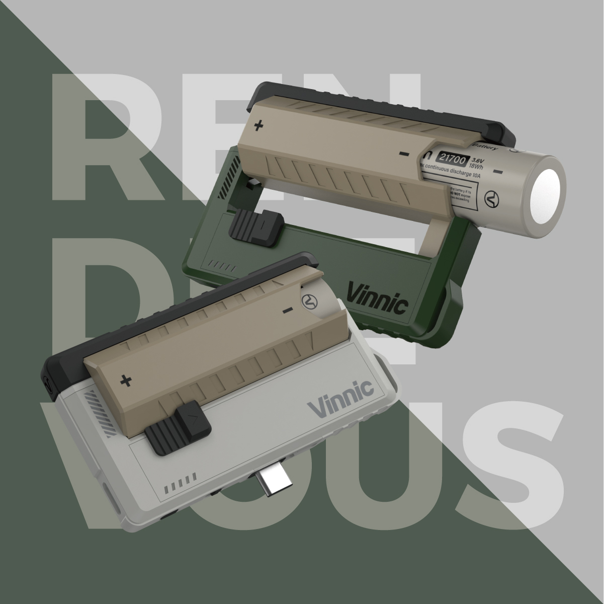 Vinnic Rendezvous 5,000mAh 可換電Type-C 直插式 雙輸出行動電源 (附21700電池兩枚) VPPB-DC05G1