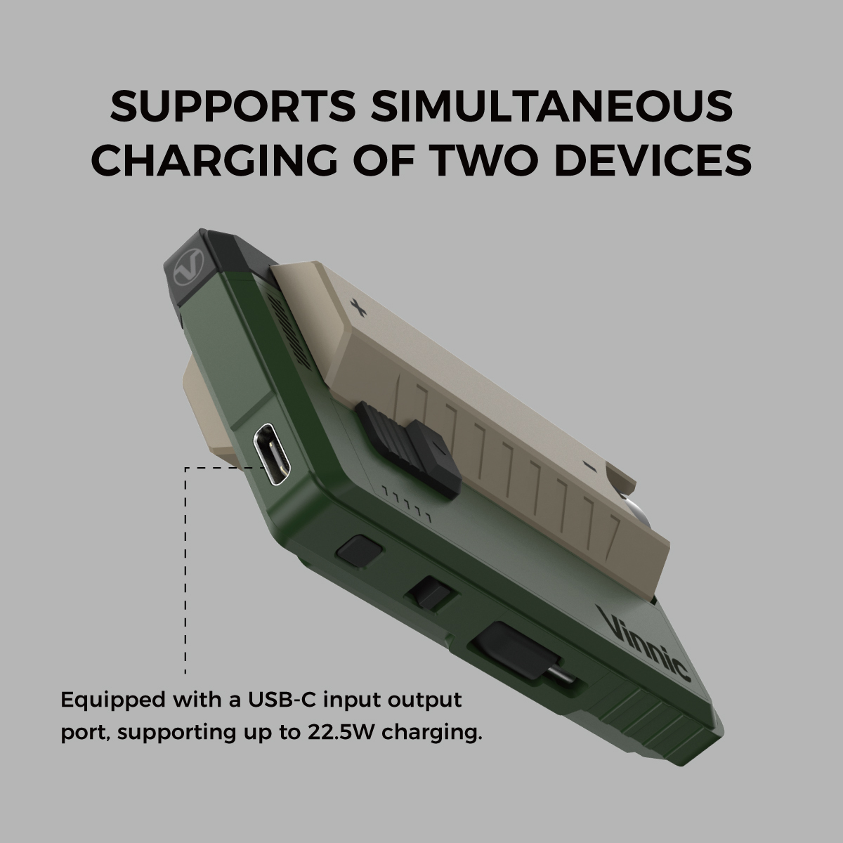 Vinnic Rendezvous 5,000mAh 可換電Type-C 直插式 雙輸出行動電源 (附21700電池兩枚) VPPB-DC05G1